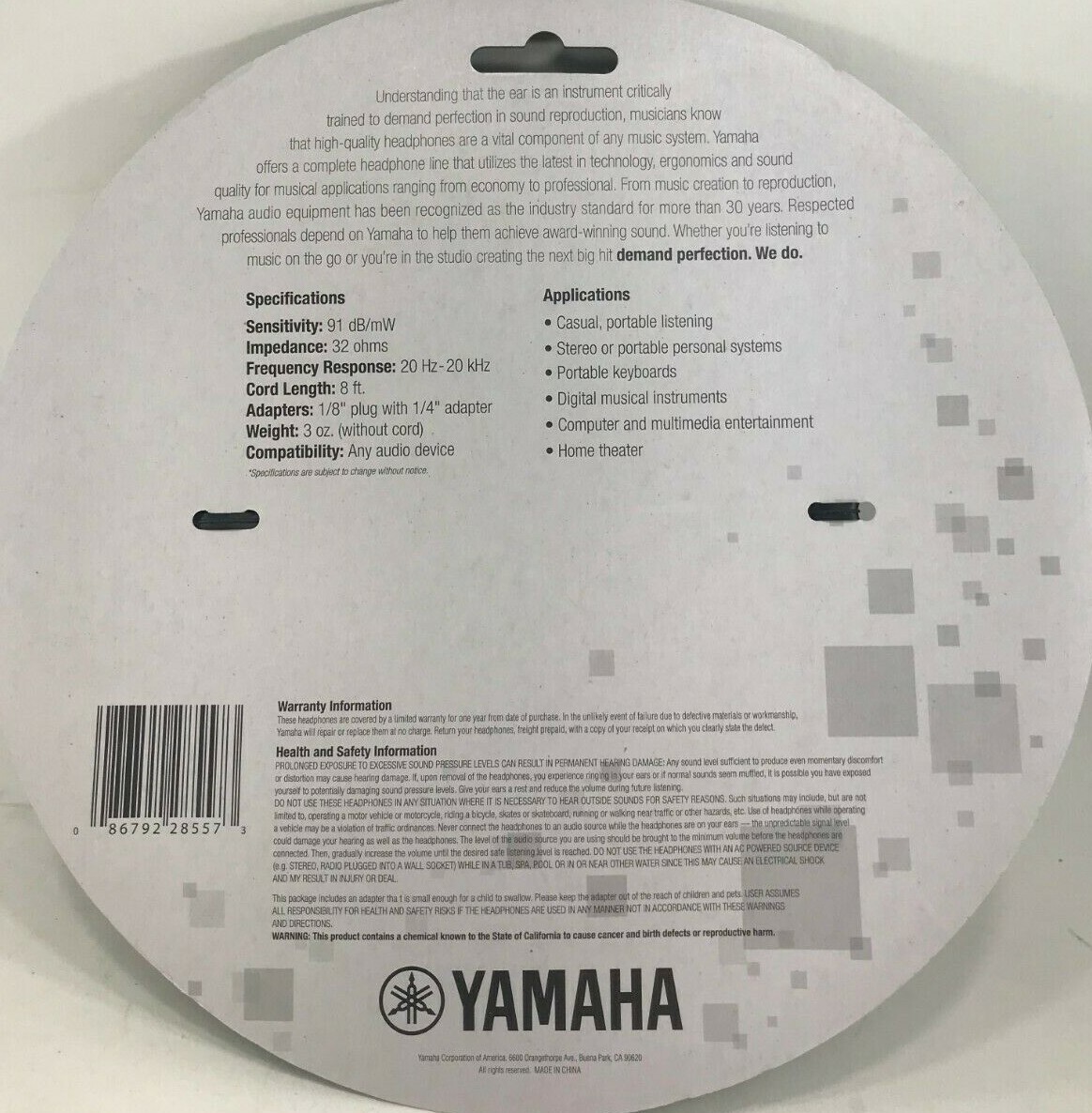 Yamaha – RH1C – Portable Stereo Headphones – Black