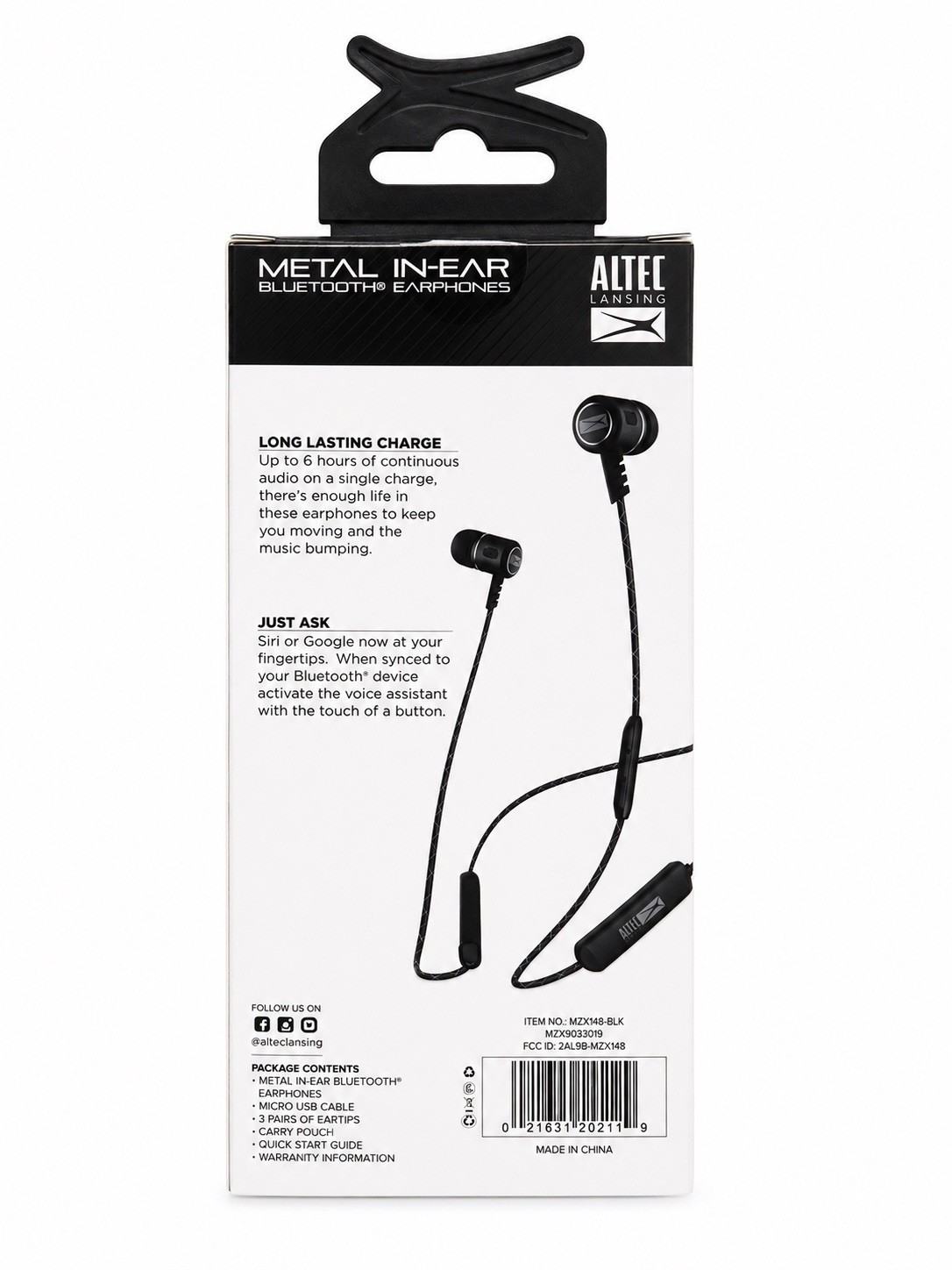 Altec Lansing Onyx Metal In-Ear Bluetooth Earphones Wireless Earbuds Open Box