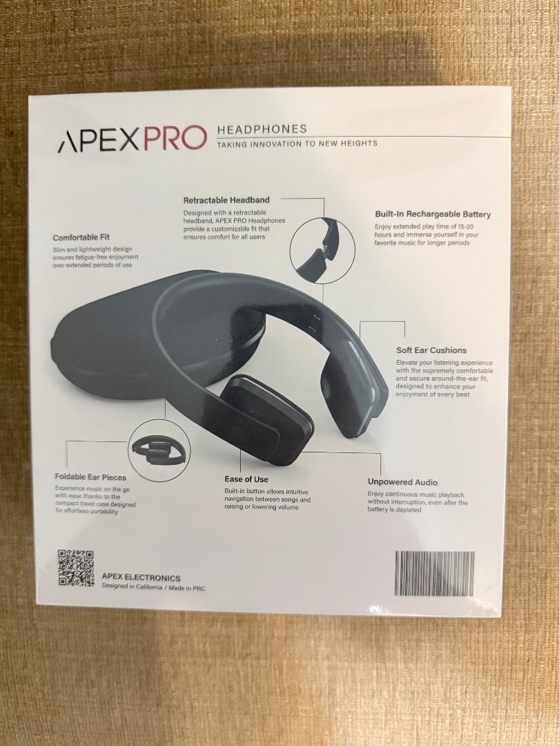 Apex Pro Wireless Bluetooth Lightweight Foldable Headphones -BLACK