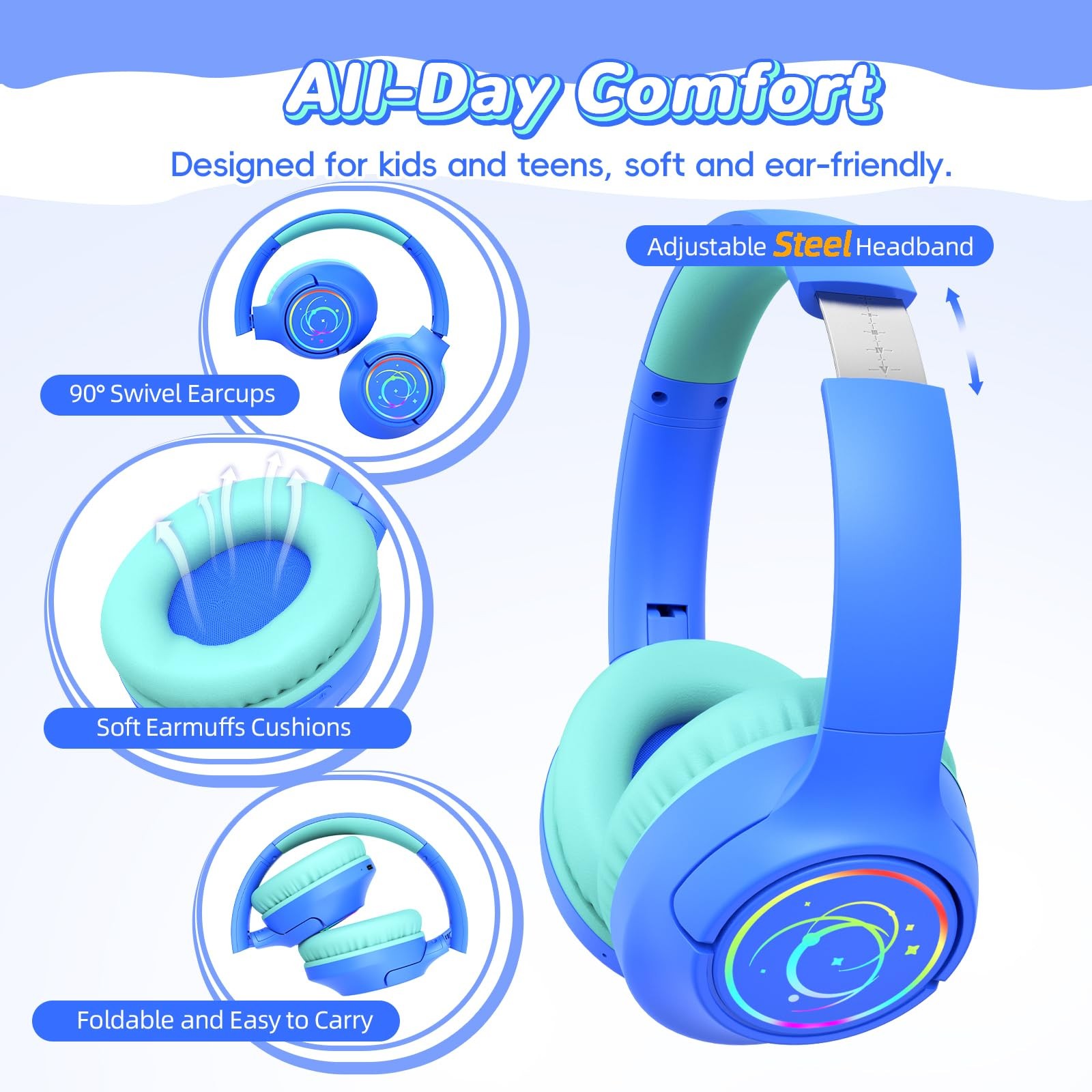 Auriculares Bluetooth para niños Auriculares inalámbricos plegables en la oreja