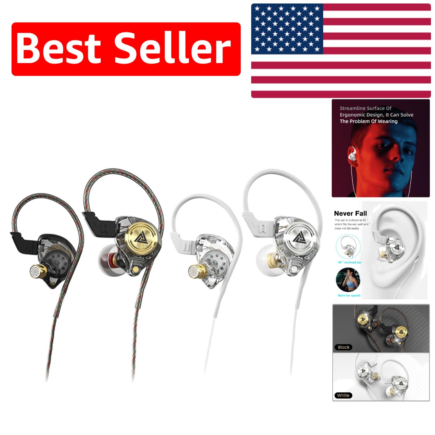 2 Pack AK3FILE Wired Earbuds – Ergonomic Design with Water Resistance Feature