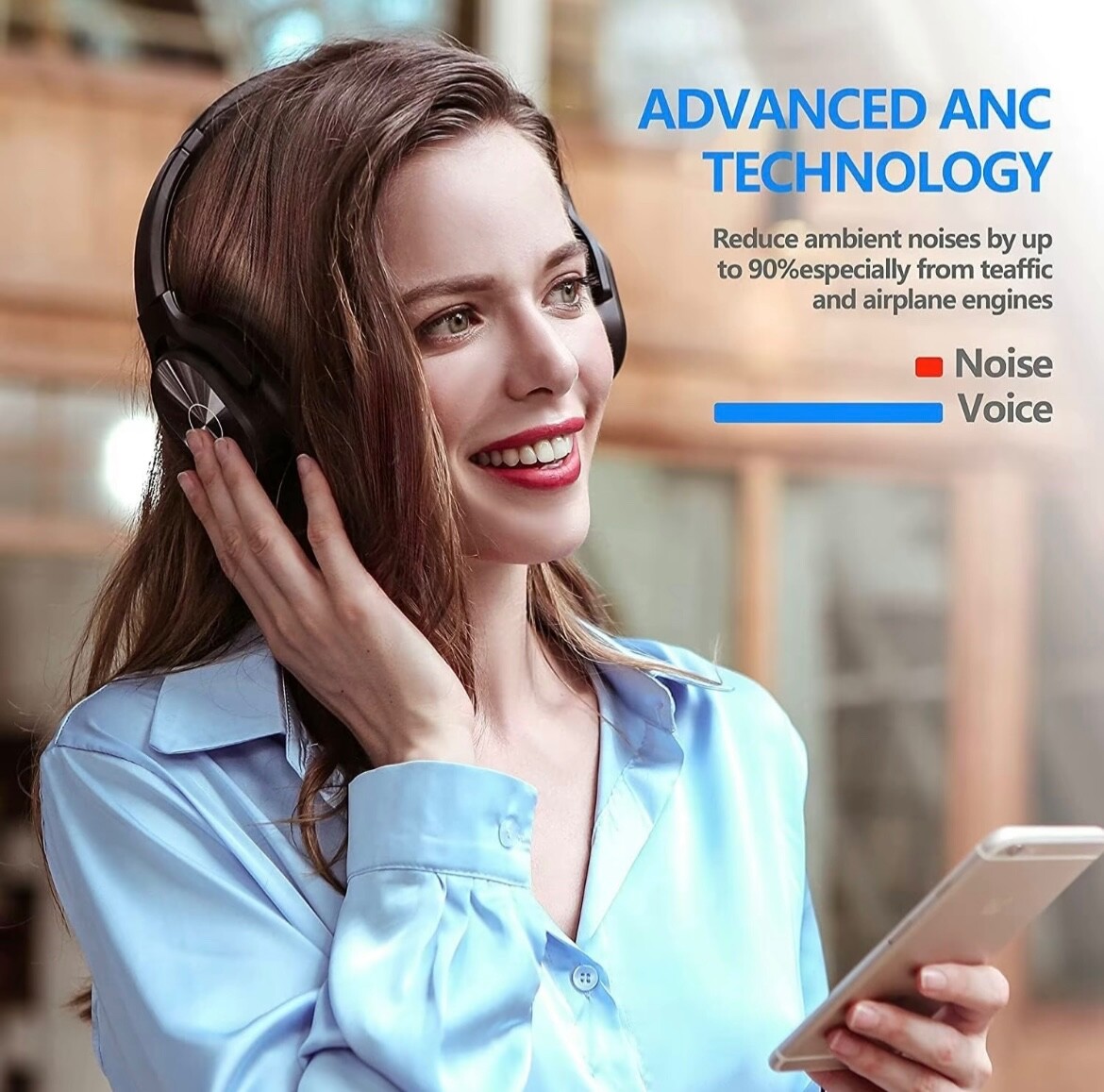 noise cancellation headphones, waterproof, long standby powerful battery life
