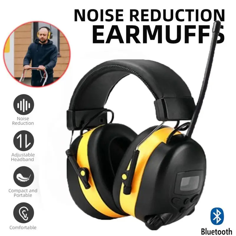 FM Radio Headphones with Digital Display 30dB FM Hearing Protection Earmuffs