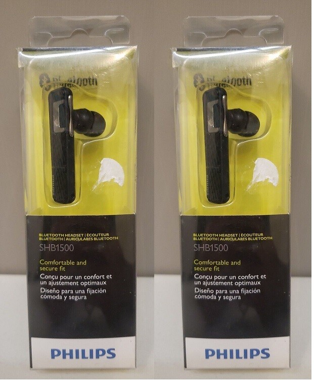 2 Pack- Philips SHB1500 bluetooth mobile headsets Intraaural Lithium Polymer