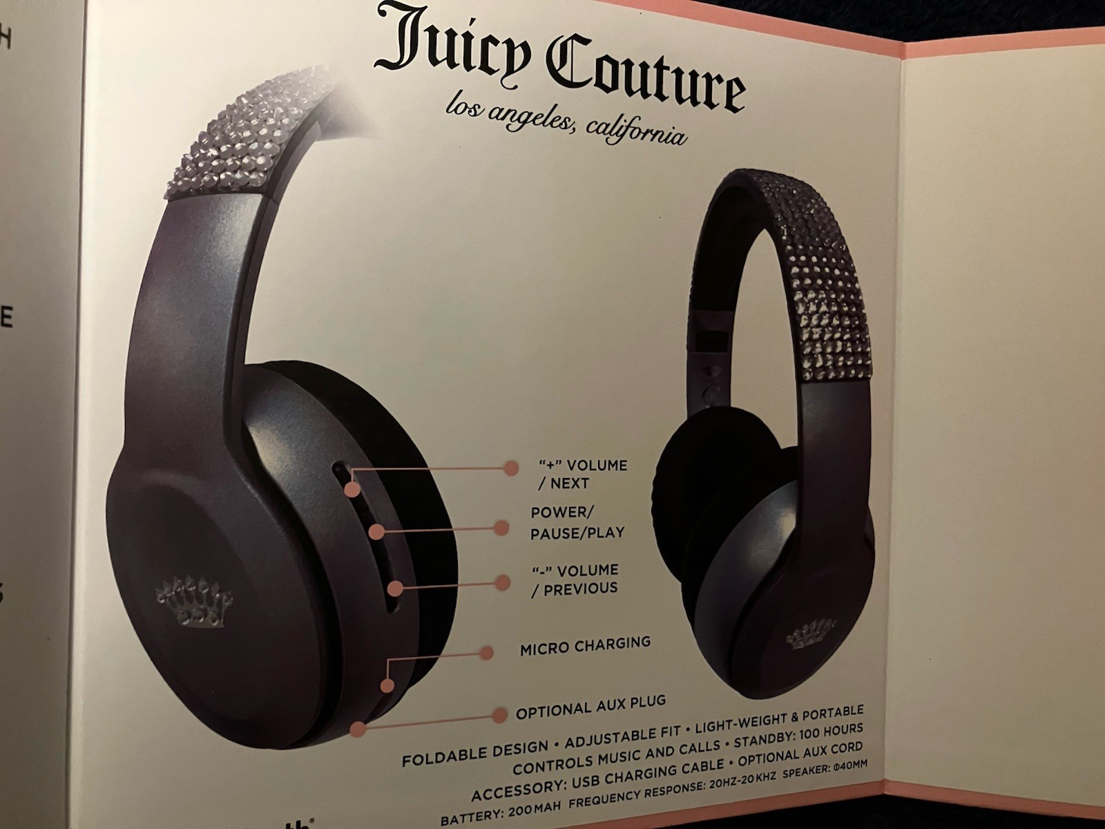 Juicy Couture Wireless Bluetooth Headphones New In Box