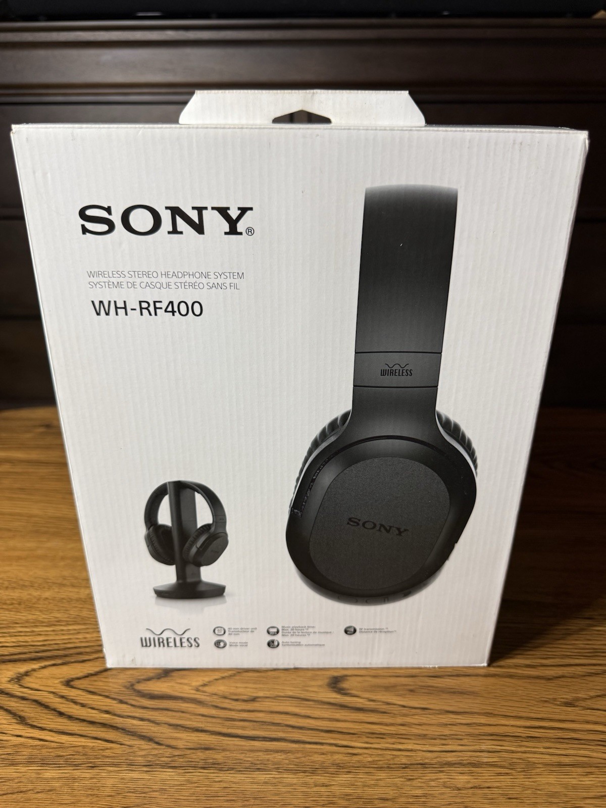 Sony WH-RF400 Wireless RF Stereo Over-Ear Headphones w/ Stand, Black