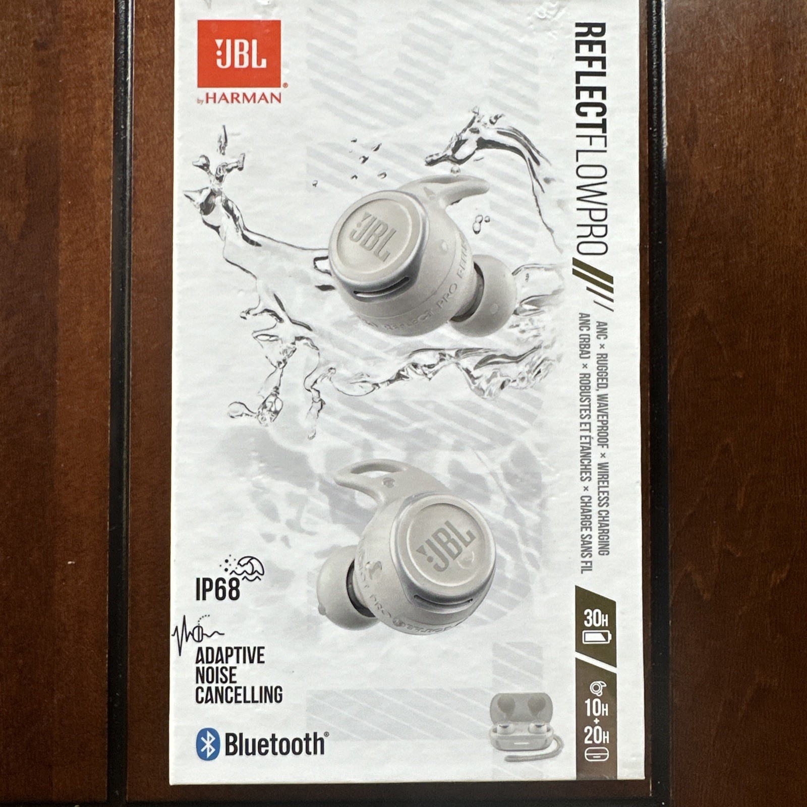 JBL Reflect Flow Pro Wireless Noise Cancelling Earbuds – White-NEW