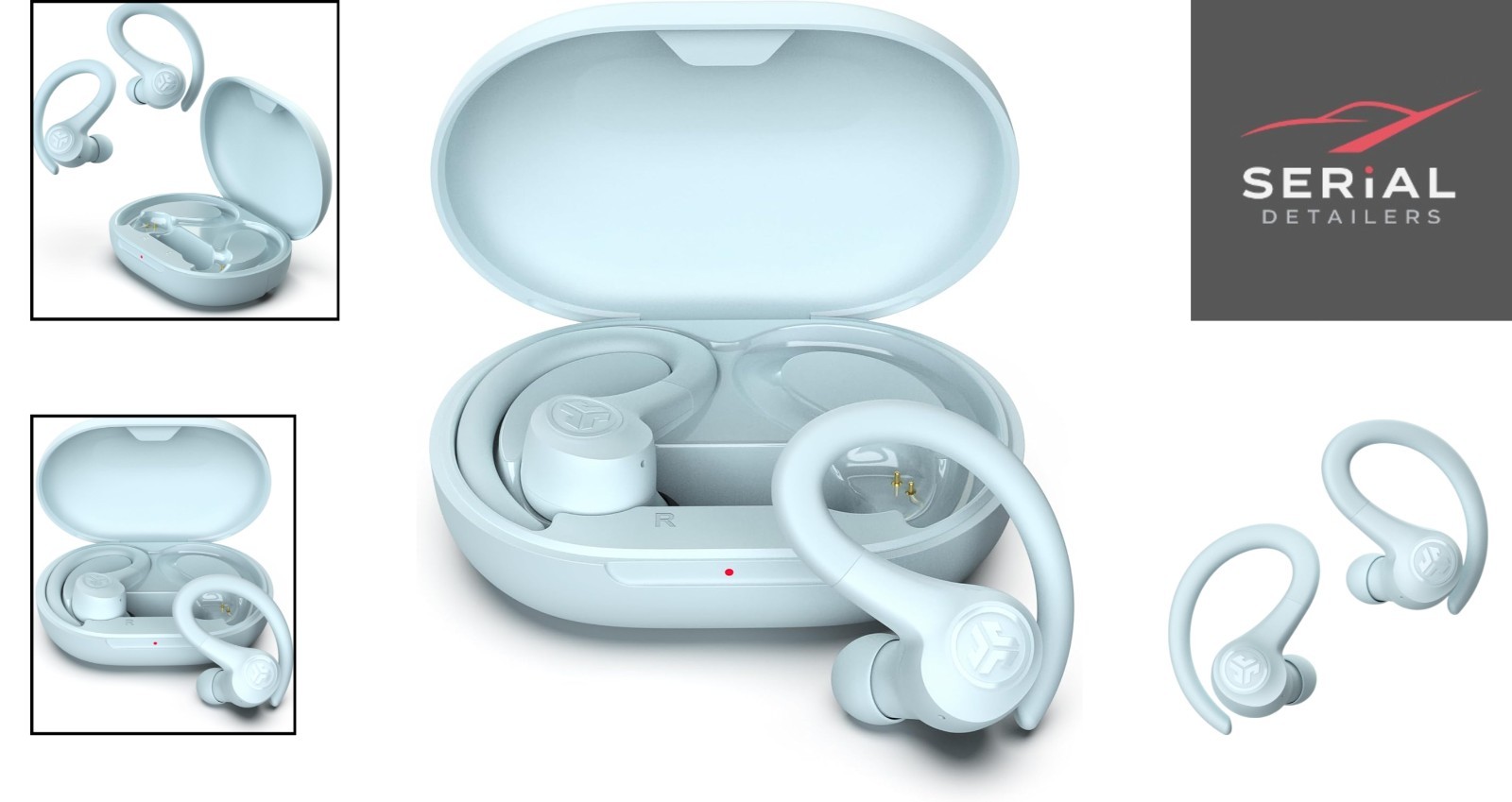 Sweatproof Go Sport+ Earbuds with Secure Fit & Custom EQ Settings – Light Blue