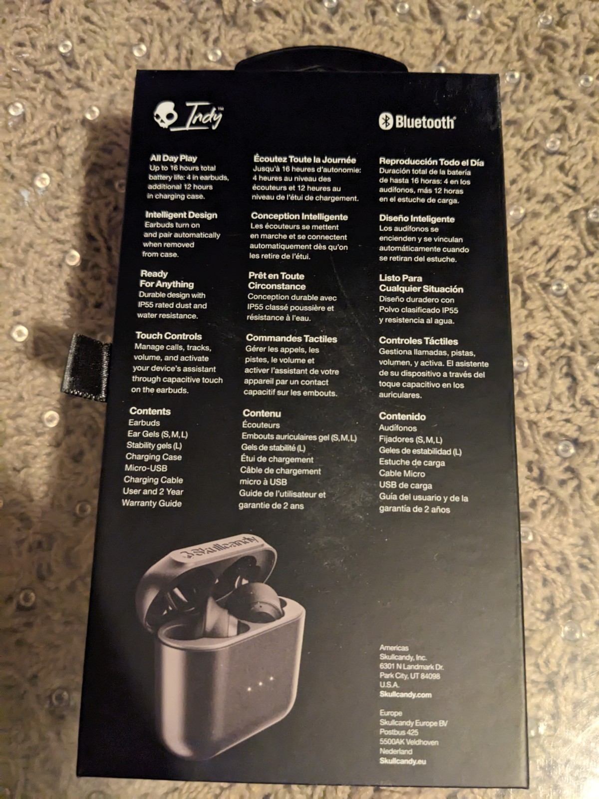 NEW Skullcandy S2SSW-M003 Indy In-Ear Wireless Headphones Earbuds Black IP55