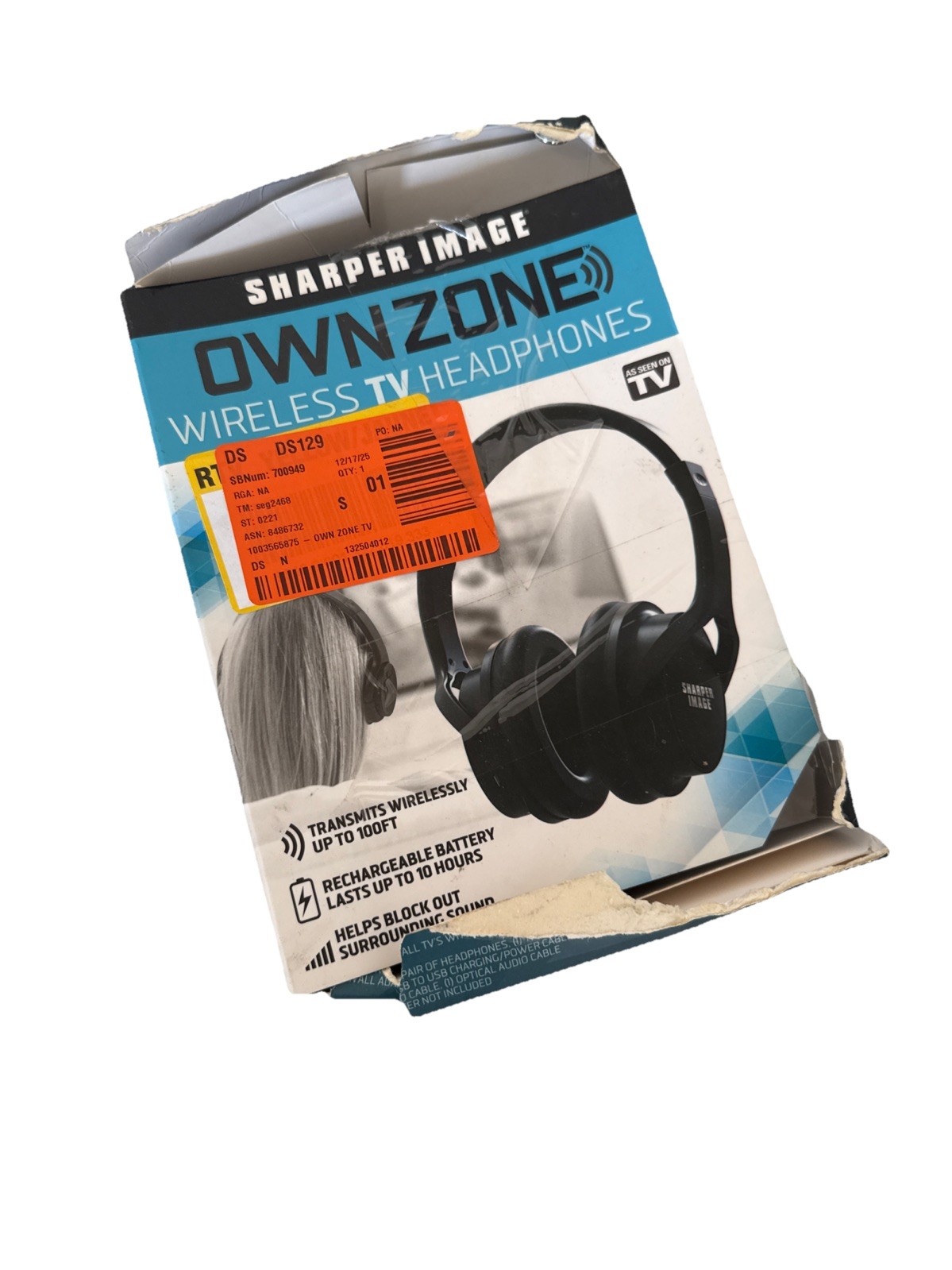 Sharper Image OWN ZONE Wireless TV Headphones 30603 Black – Used, Tested