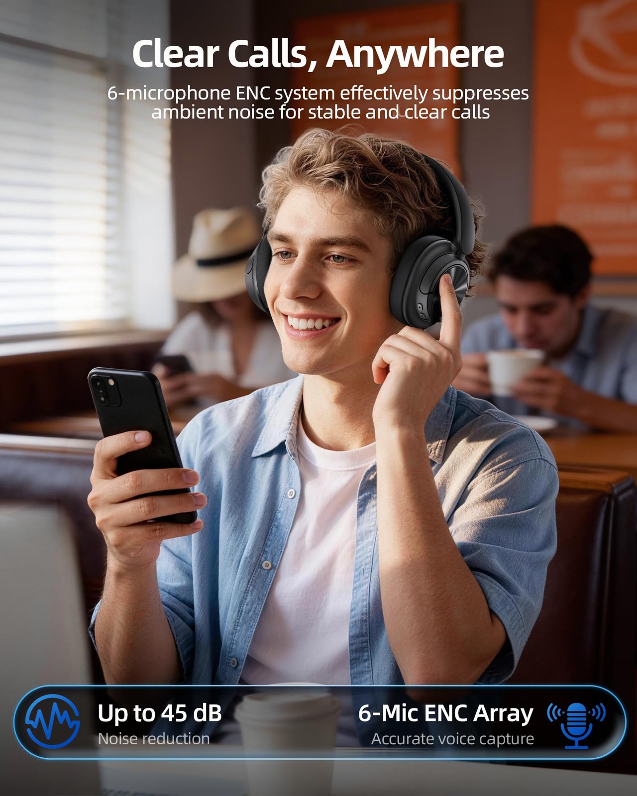 Headphones Hybrid ANC 120H Playtime Bluetooth 6.0 6 ENC Over Ear Black