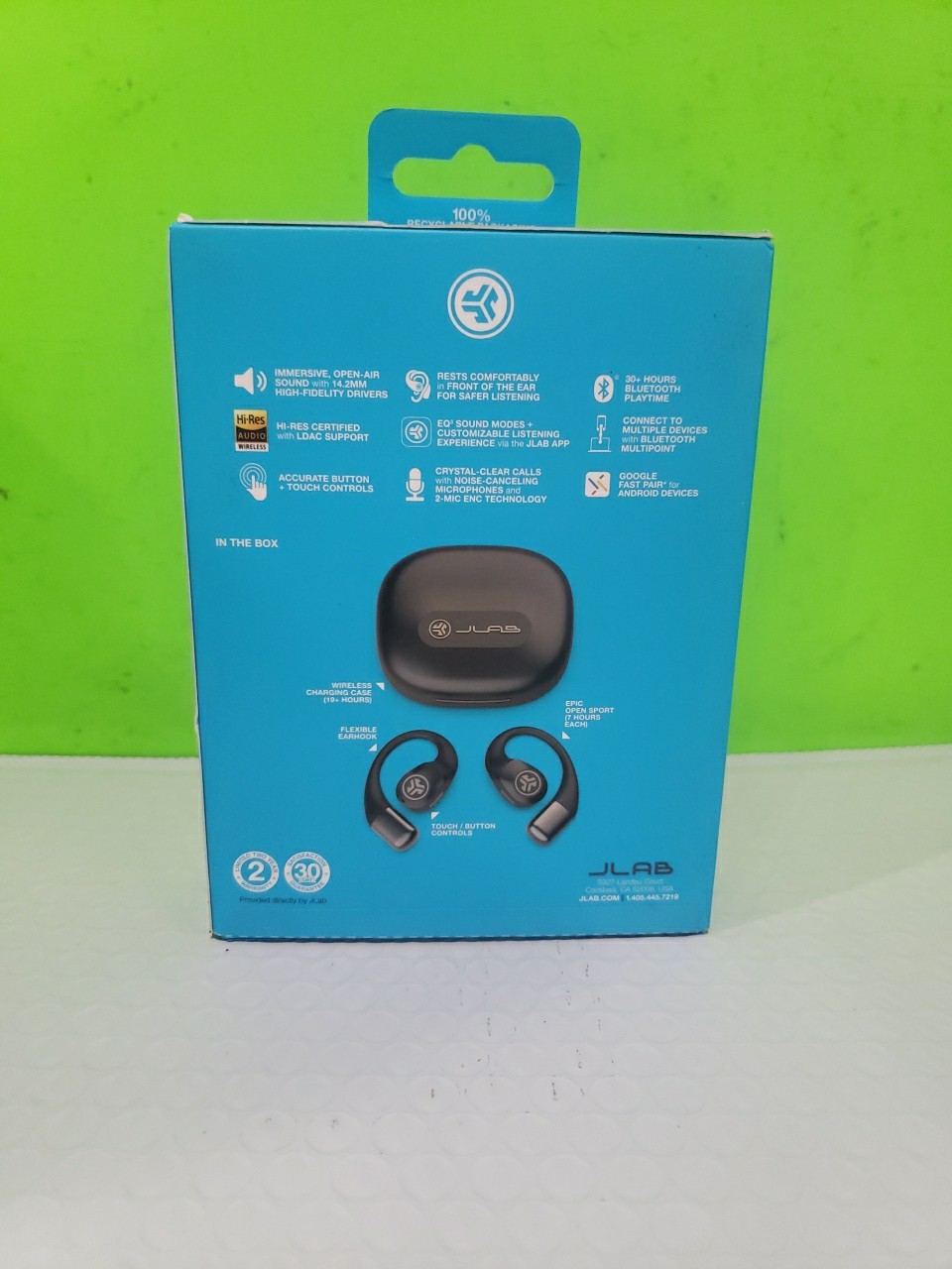 JLab – Epic Open Sport Air Conduction Wireless Earbuds – Black Open Box