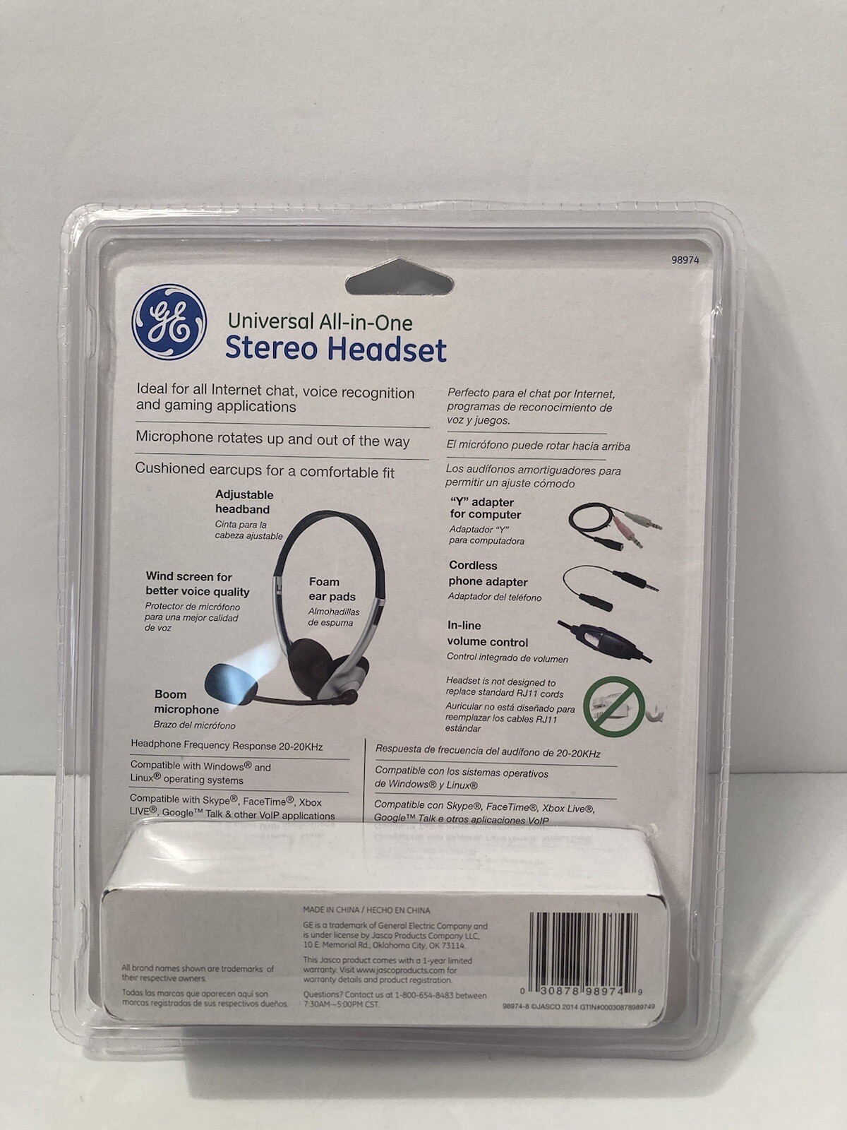 ge universal all-in-one stereo headset new/sealed