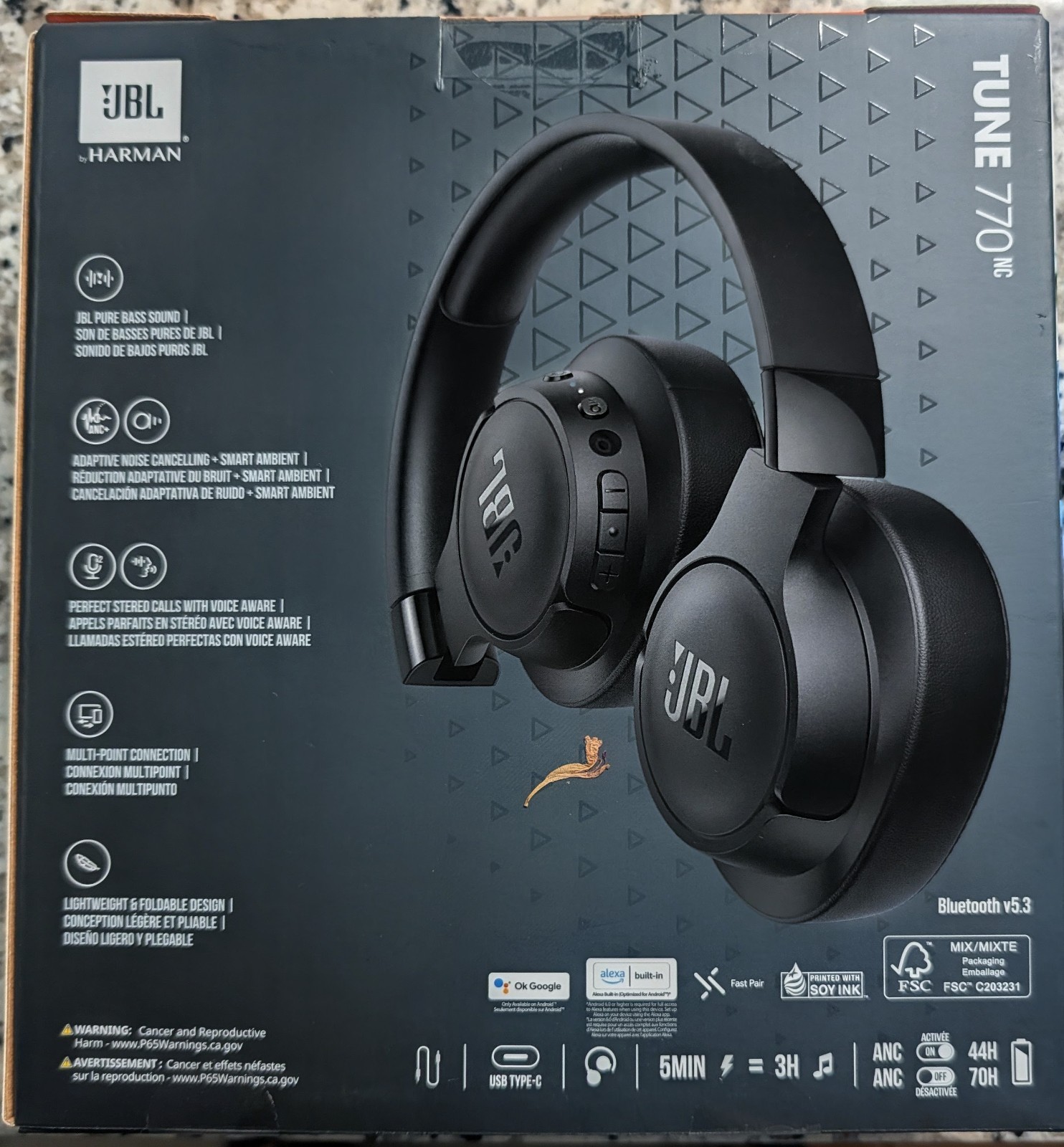 JBL Tune 770NC, Adaptive Noise Cancelling Wireless Over-Ear Headphones NEW
