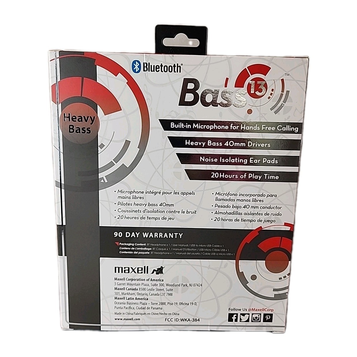 New Maxell Bass 13 Wireless Headphone Built-In Mic Heavy Bass 40mm 20Hr Playtime