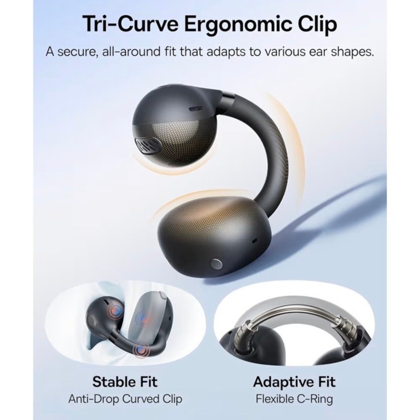 SEALED Baseus BC1 Open Ear Clip Earbuds, Bluetooth 6.0, 4‑Mics, Super Bass, IP55