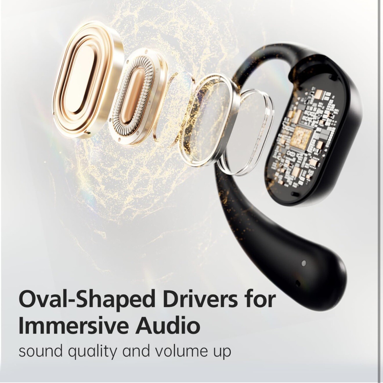 Open Ear Headphones, 35 Hours Playtime True Wireless Open Ear Earbuds