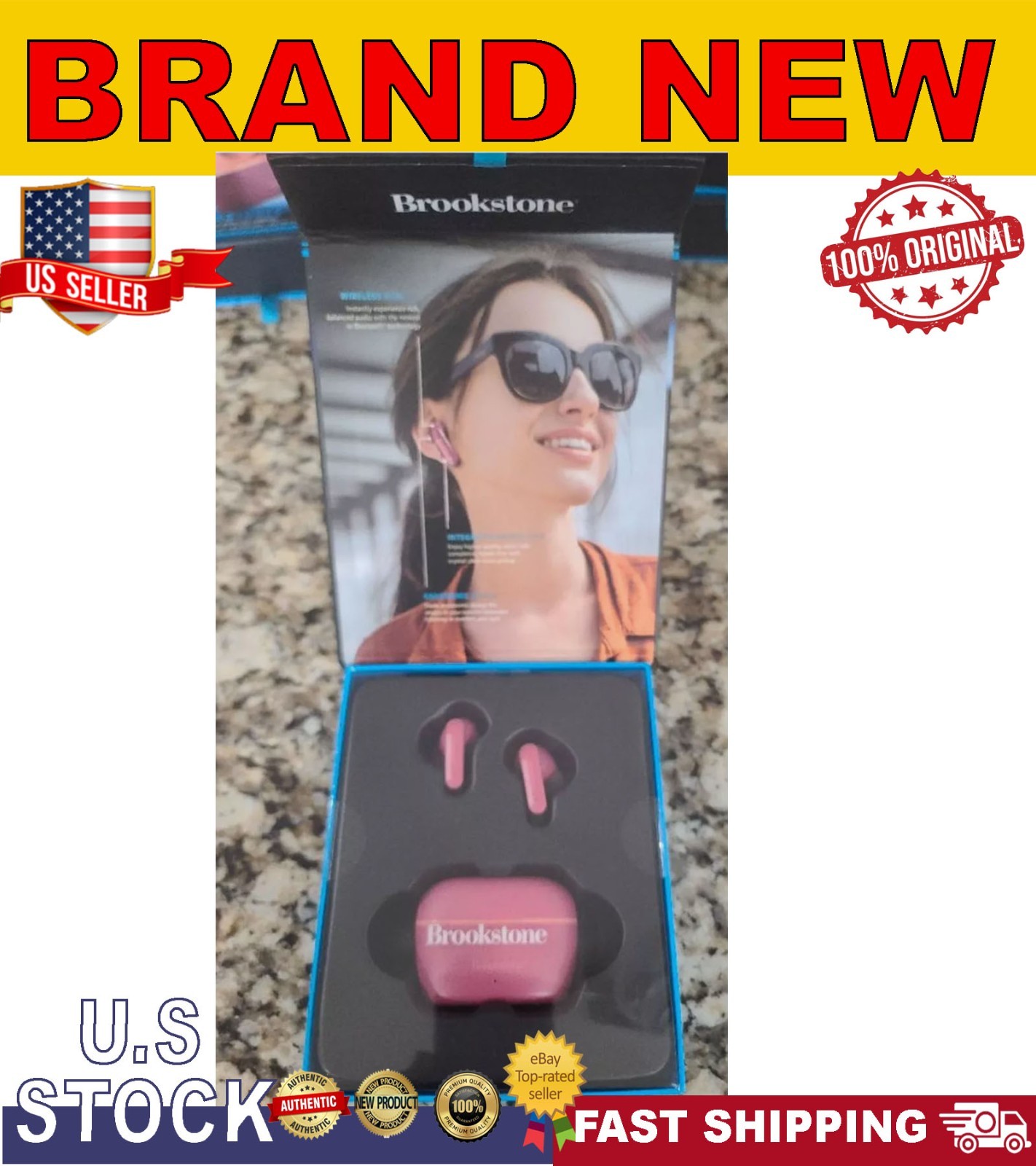Brookstone PROTUNES True Wireless earbuds Bluetooth NEW VERSION DUSKY PINK