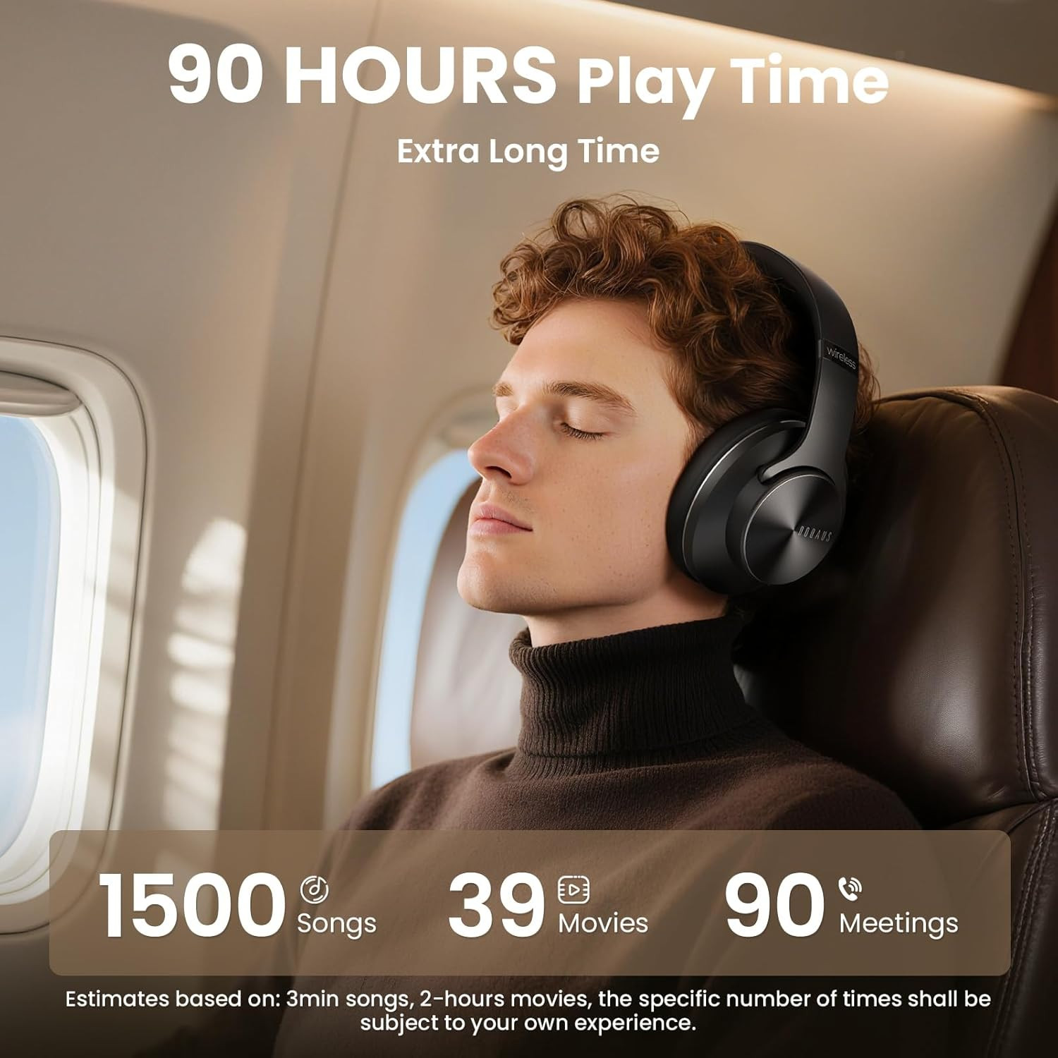 Bluetooth Headphones over Ear, 90H Playtime Wireless Headphones with App Control