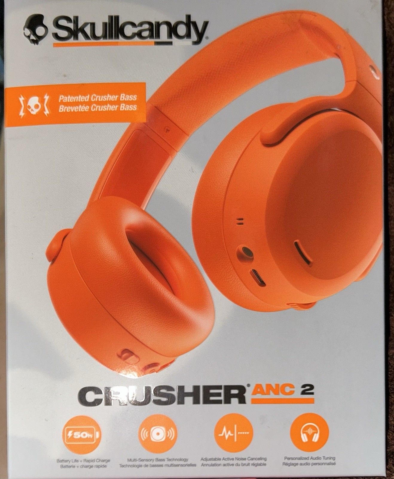 Skullcandy Crusher ANC 2 Hazard Bluetooth Headphones Hazard Orange New Sealed
