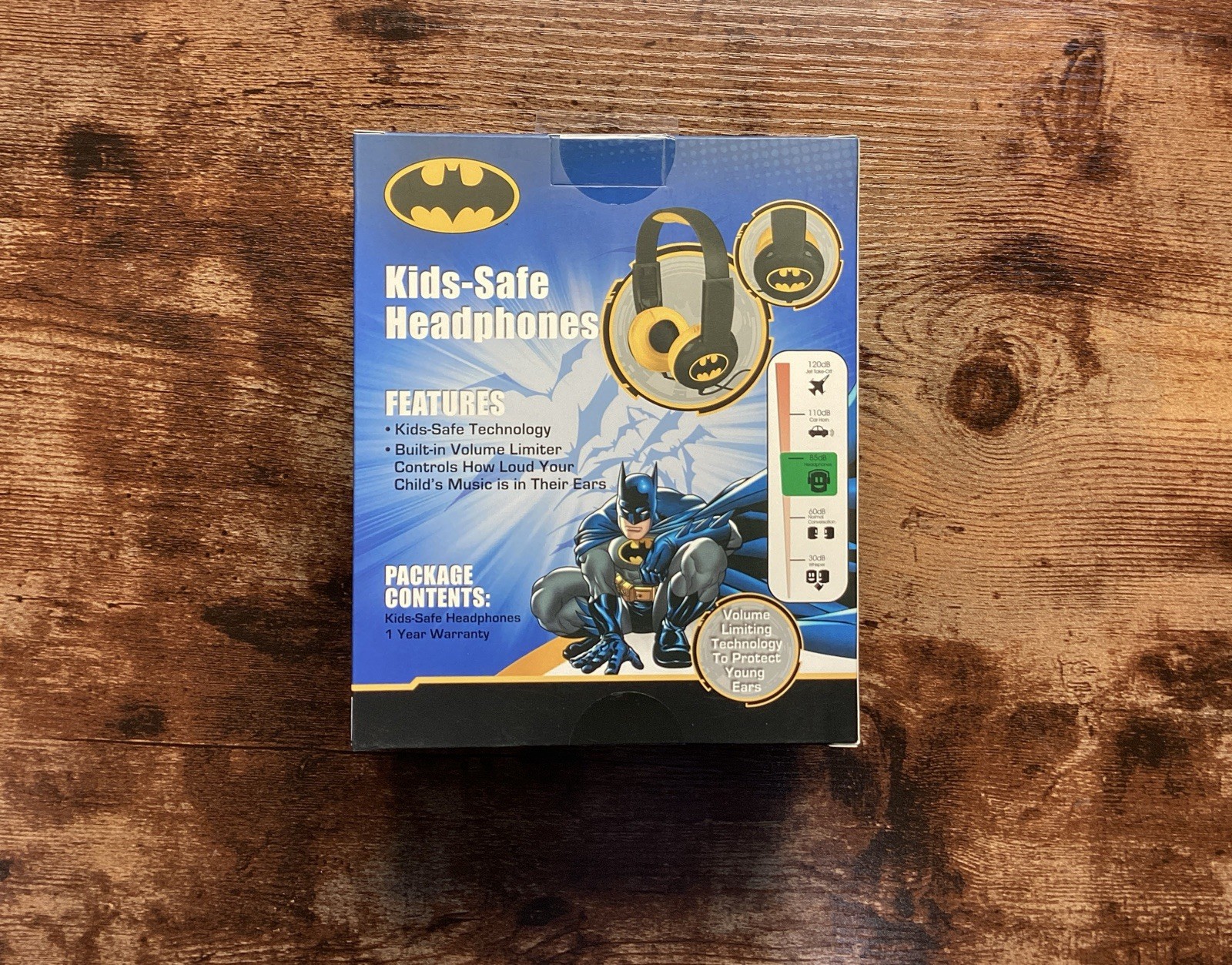 Kids-Safe Batman Headphones yellow and black