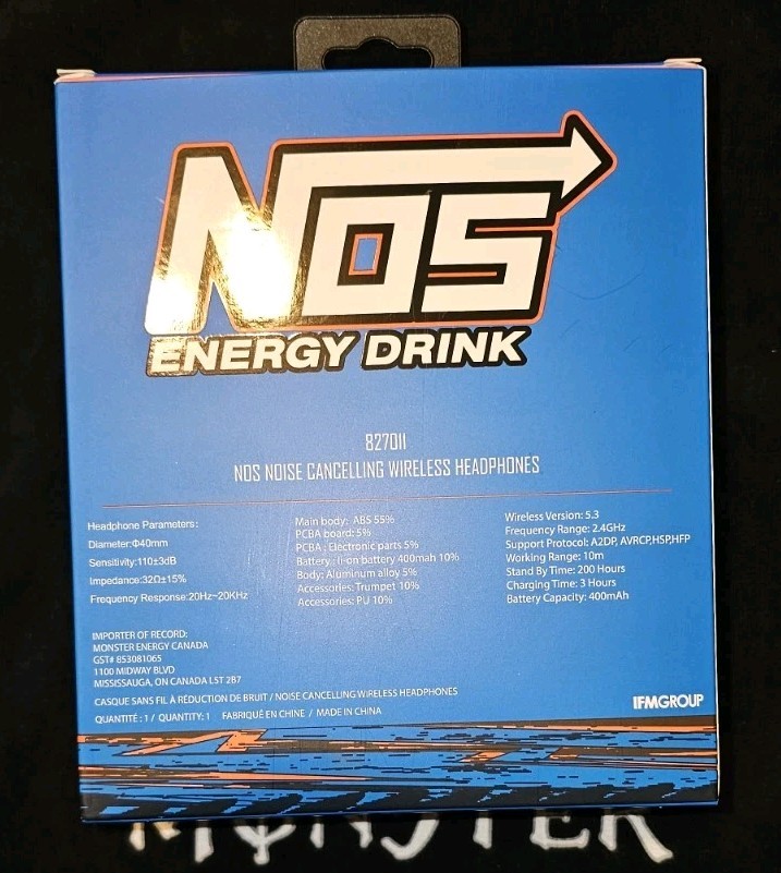 New NOS Energy Drink Wireless Headphones Blue Bluetooth Limited Edition