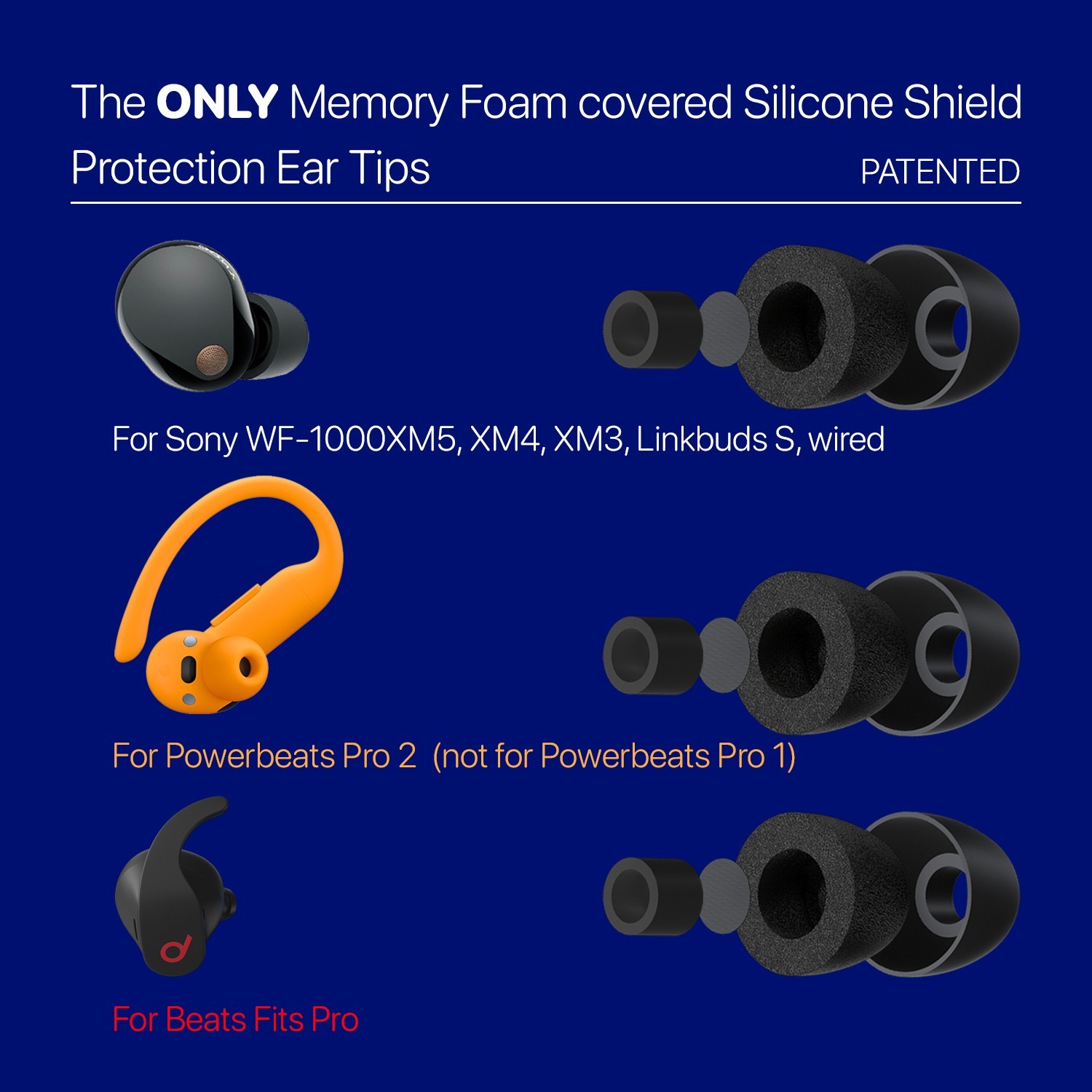 Universal Ear Tips — Silicone Shield Premium Foam Tips for Beats, Sony & More