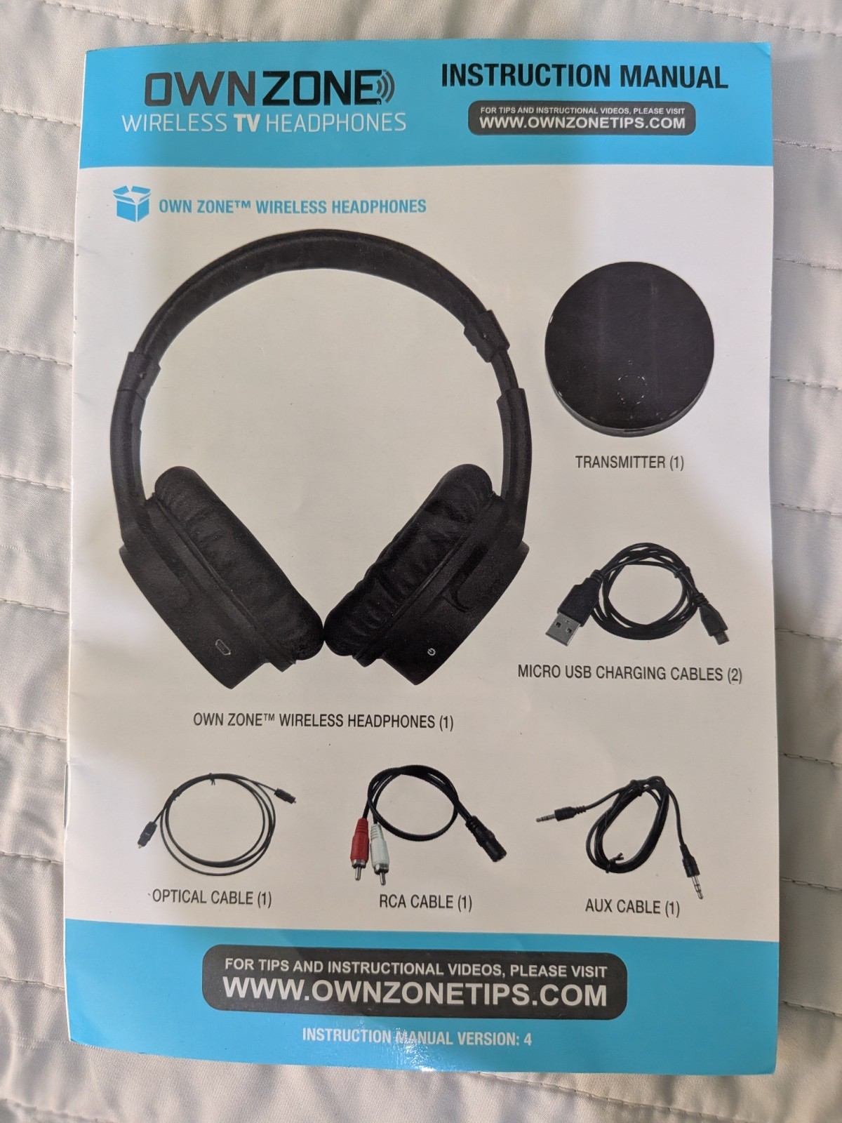 Sharper Image WN011112 Own Zone Wireless TV Headphones Transmits 100ft FAST Ship