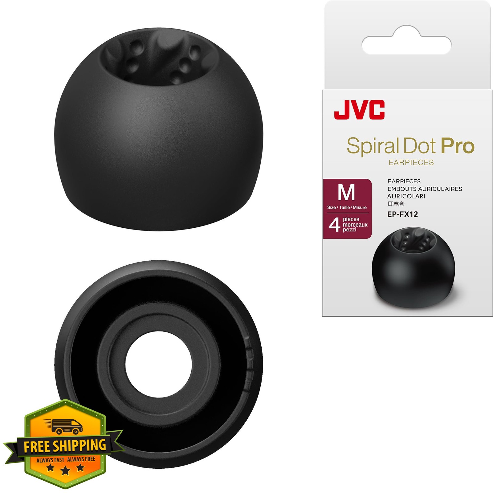 JVC EPFX12 Spiral Dot Pro Earpieces 2 Set Medium 12mm Ear Tips