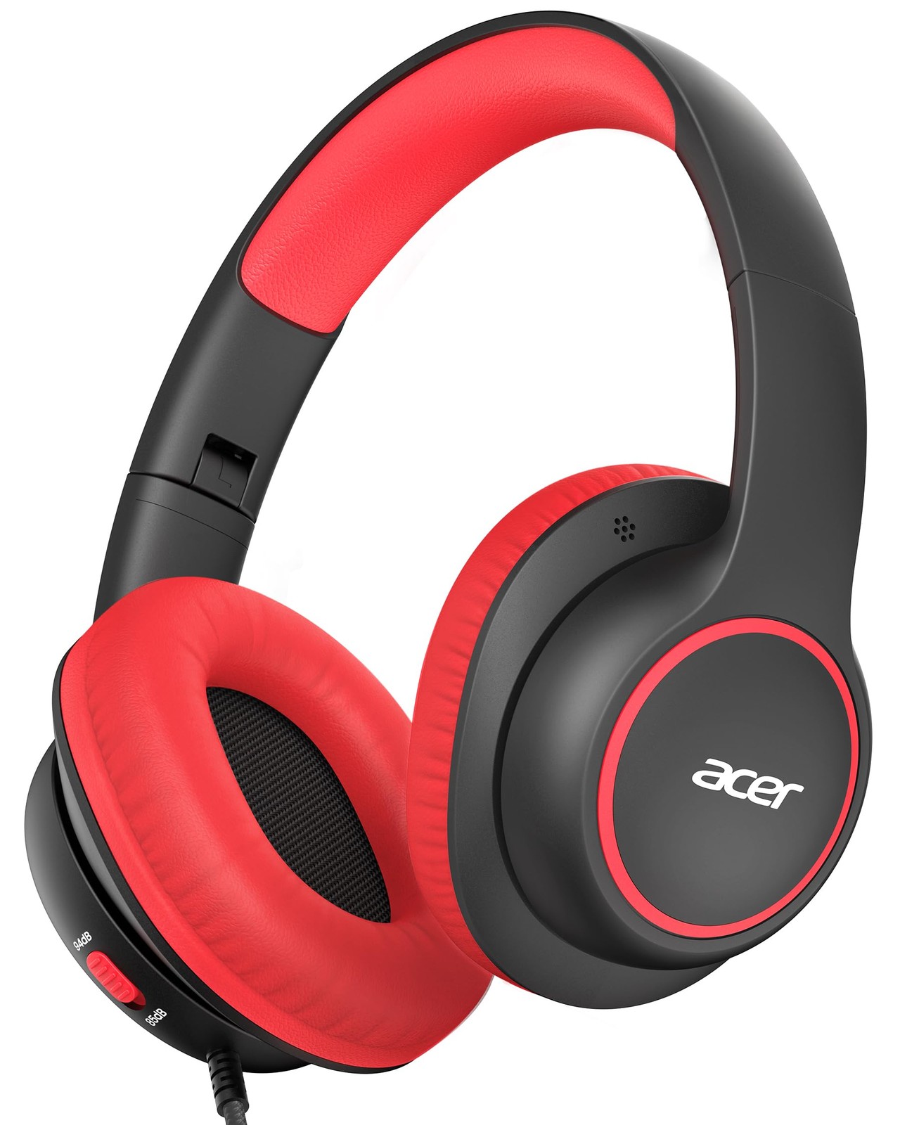 acer Kids Headphones Wired for School – Over Ear Design, 85/94dB Black Red