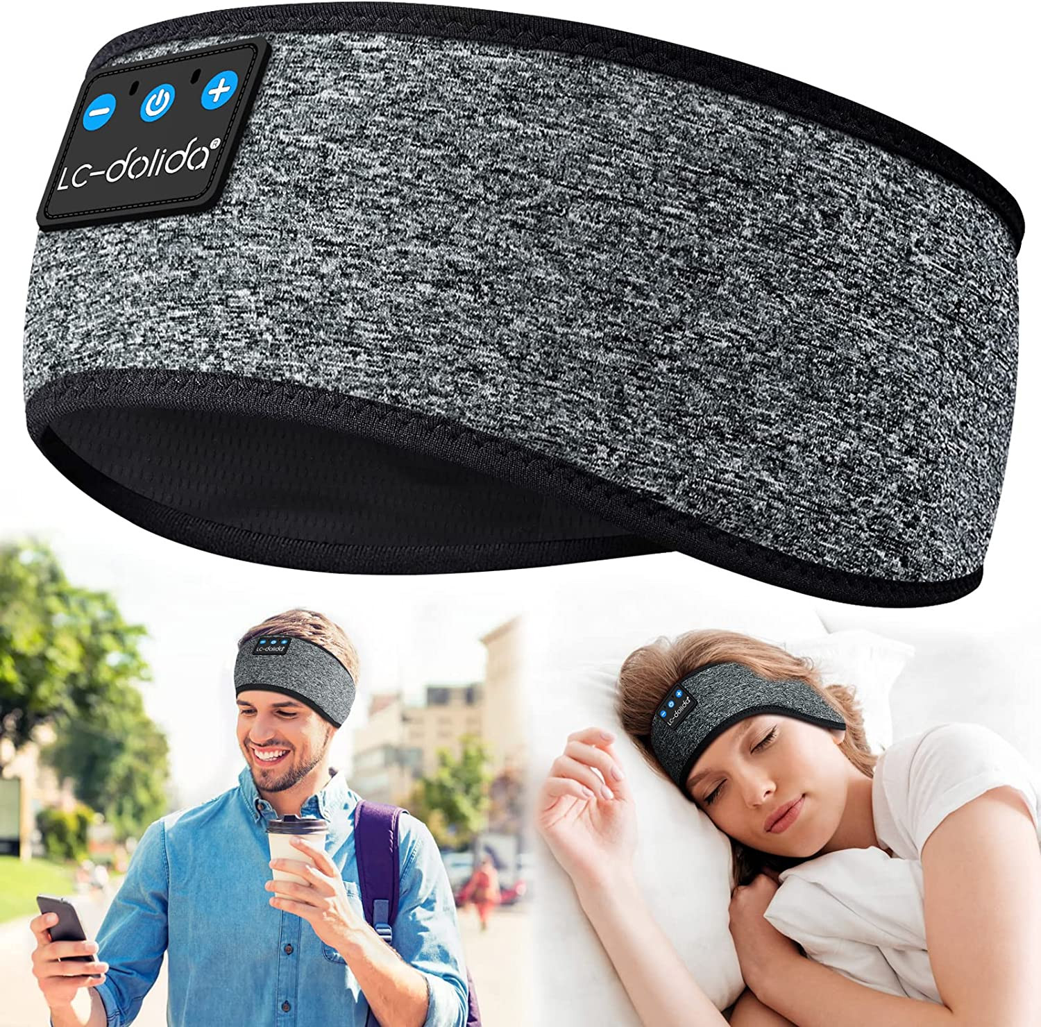 Sleep Headphones Bluetooth 5.2 Sleeping Earbuds for Men Women Kids (Ash Grey)