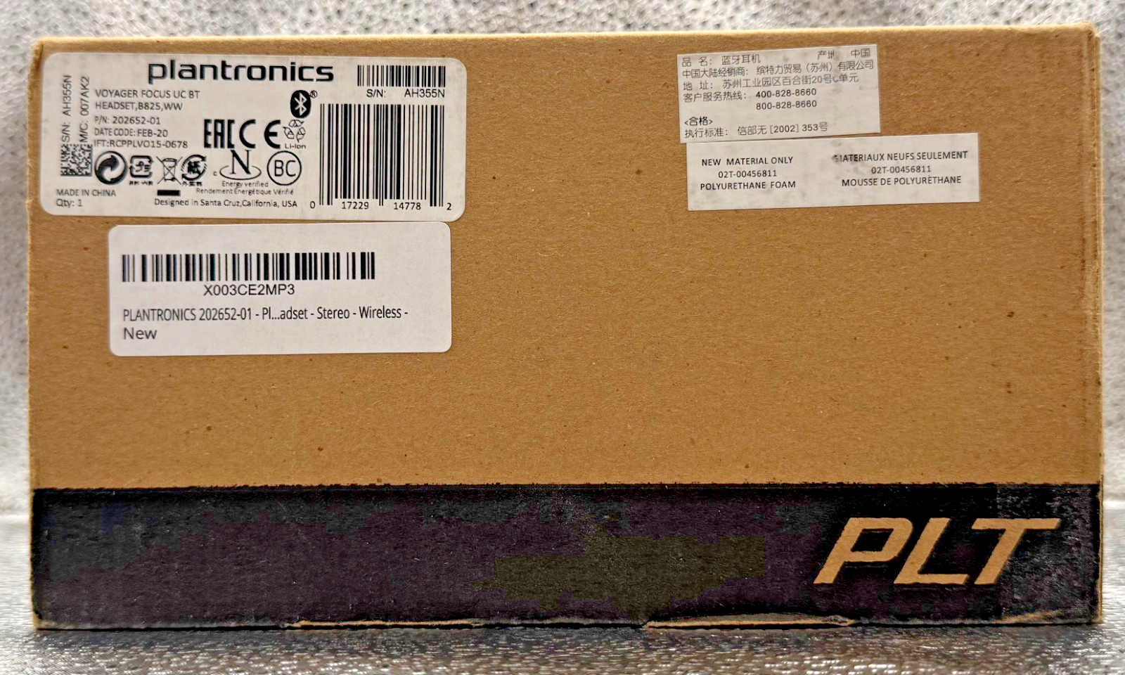 Plantronics B825 Voyager Focus Bluetooth USB Headset -Active Noise Cancellation