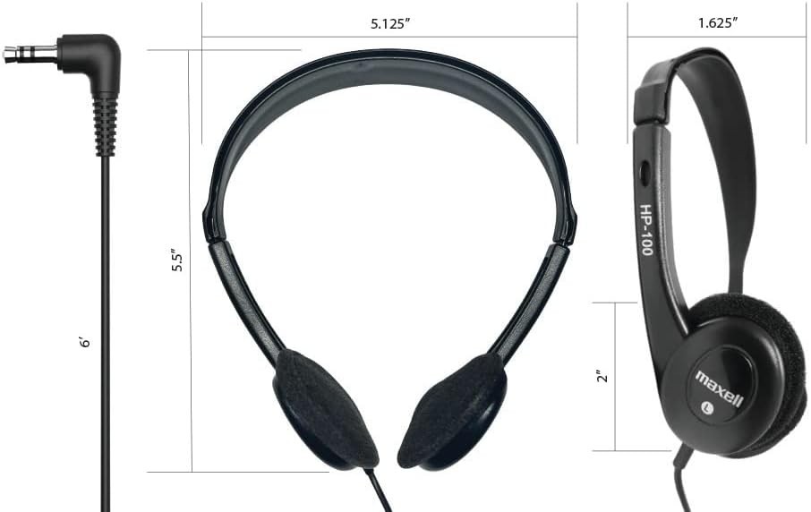 190319 Stereo Headphones – 3.5mm Cord with 6-Foot Length – Soft Padded Ear Cushi