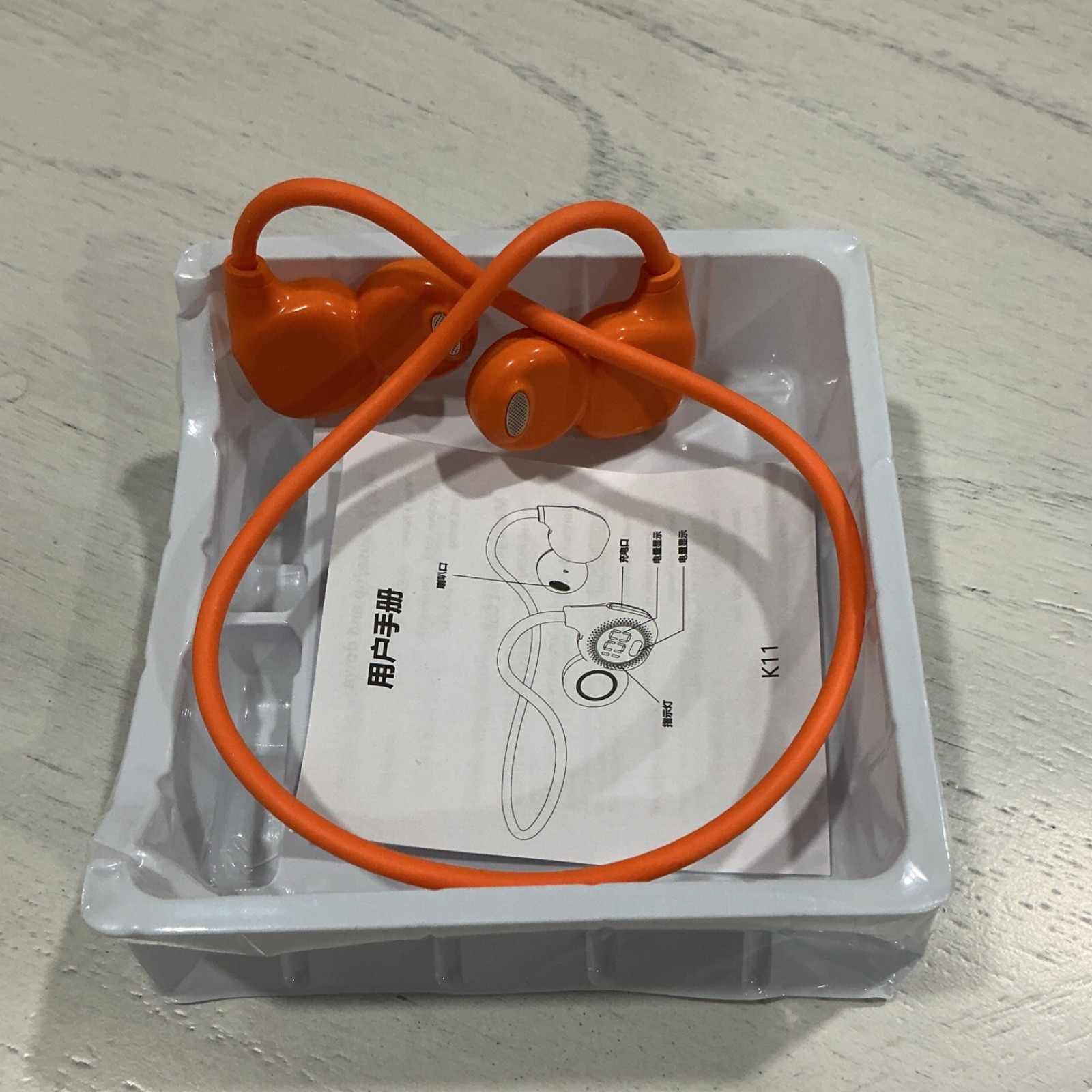 OPEN-FIT K11 Wireless Bluetooth Earbuds, HD Voice Call, Built-In Mic, Orange