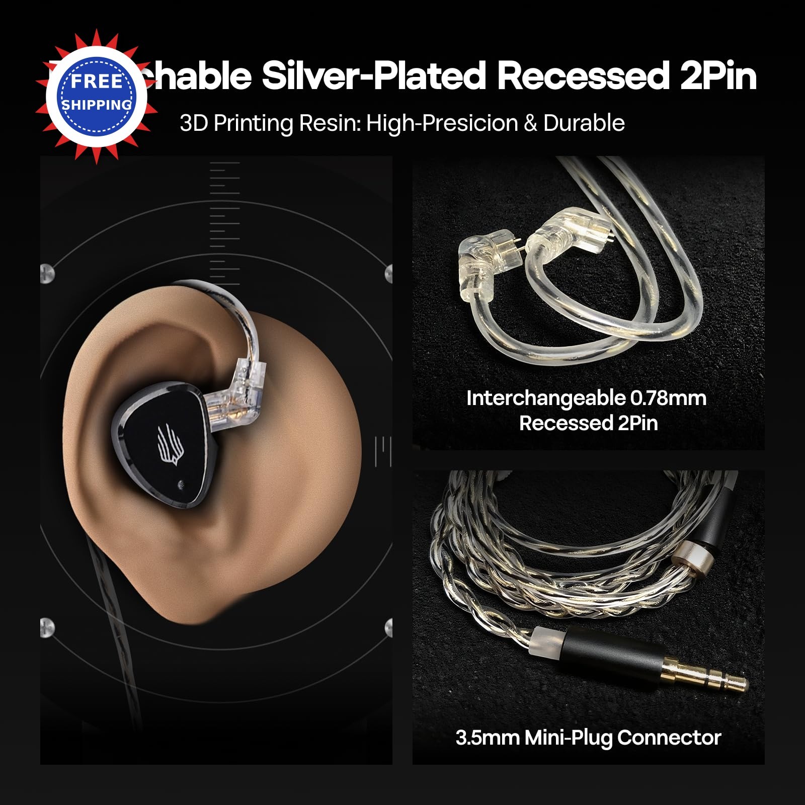 In Ear Monitors Linsoul SIMGOT EM6L 1DD + 4BA Hybrid Driver Gaming Earbud HiFi