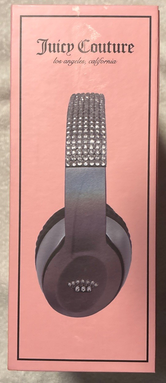New Juicy Couture Wireless Headphones Bedazzled Gems Black Bluetooth Electronics