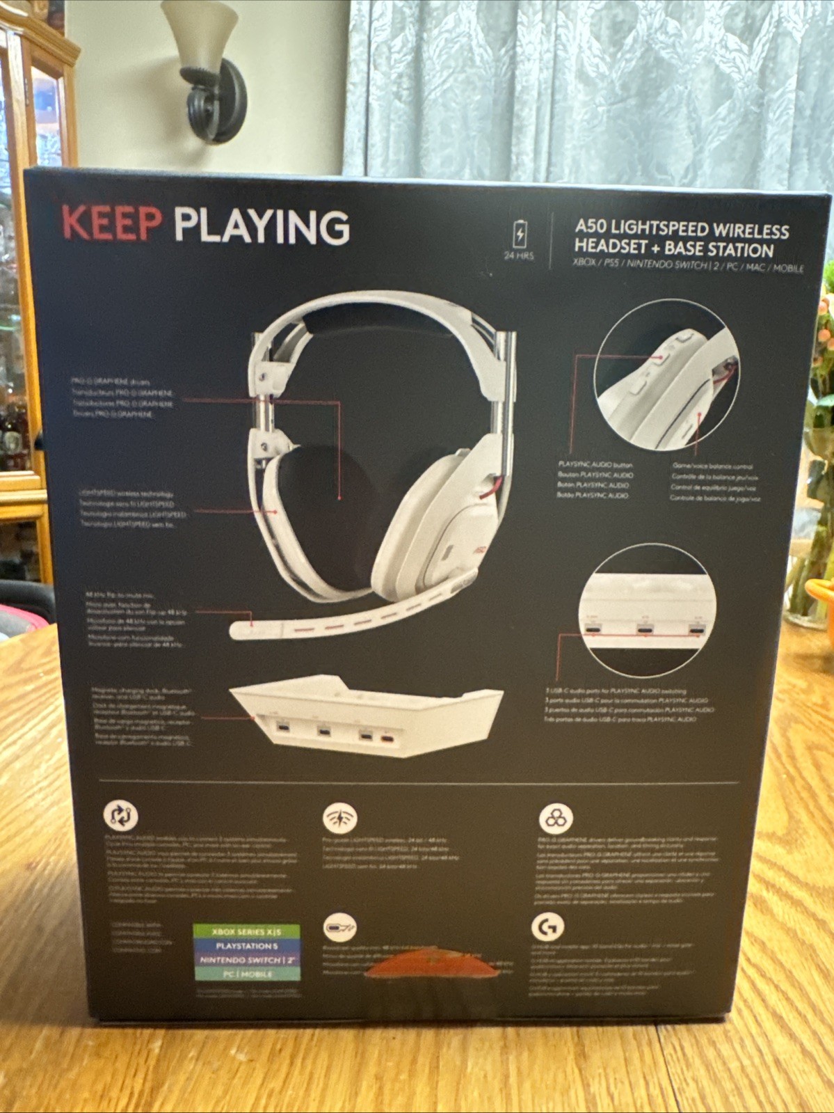 Astro A50 Lightspeed + Base Station Wireless Bluetooth Gaming Headphones (White)