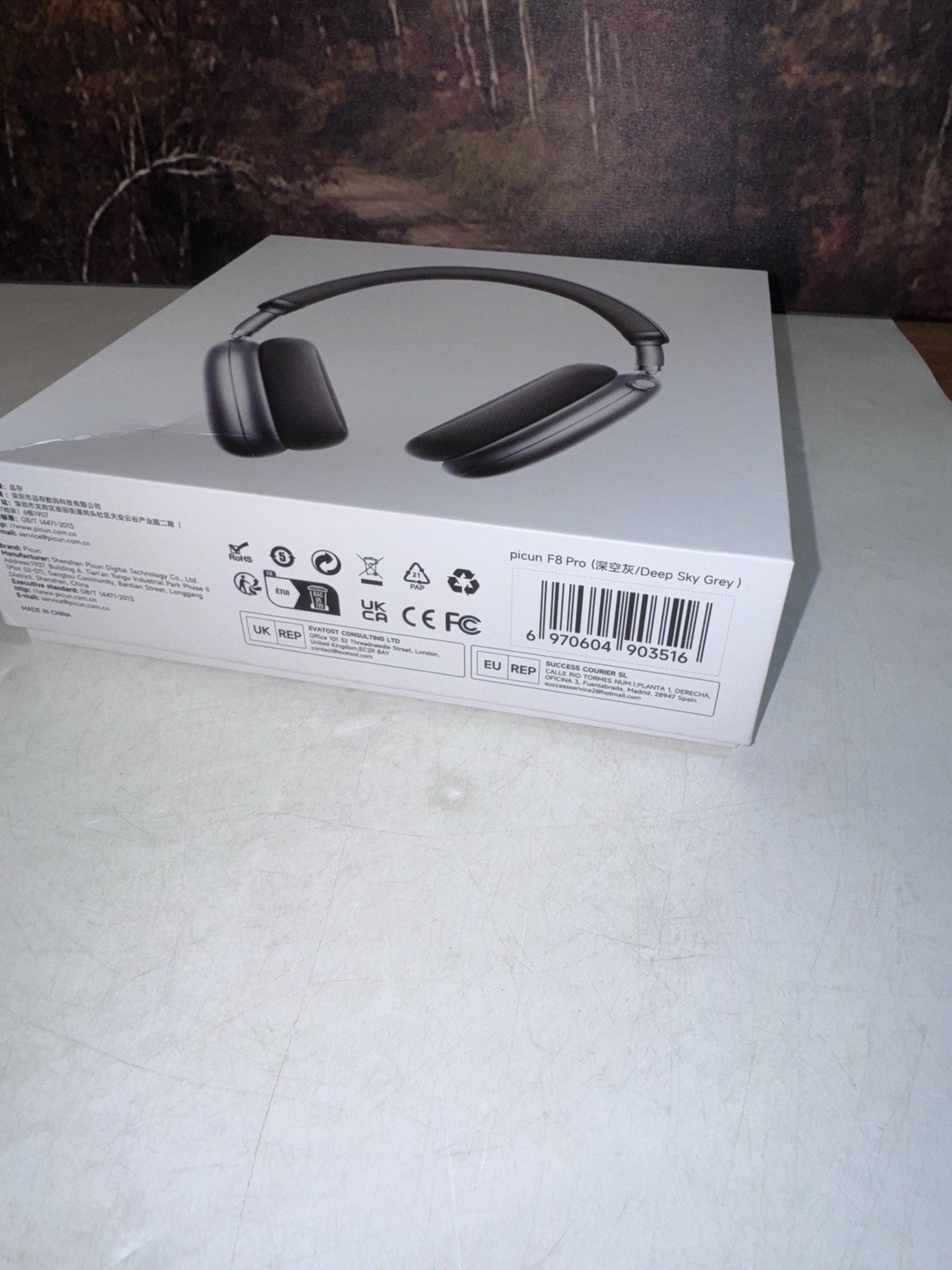 Picun F8 Pro AI-Powered Active Noise Cancelling Headphones, Dark Grey