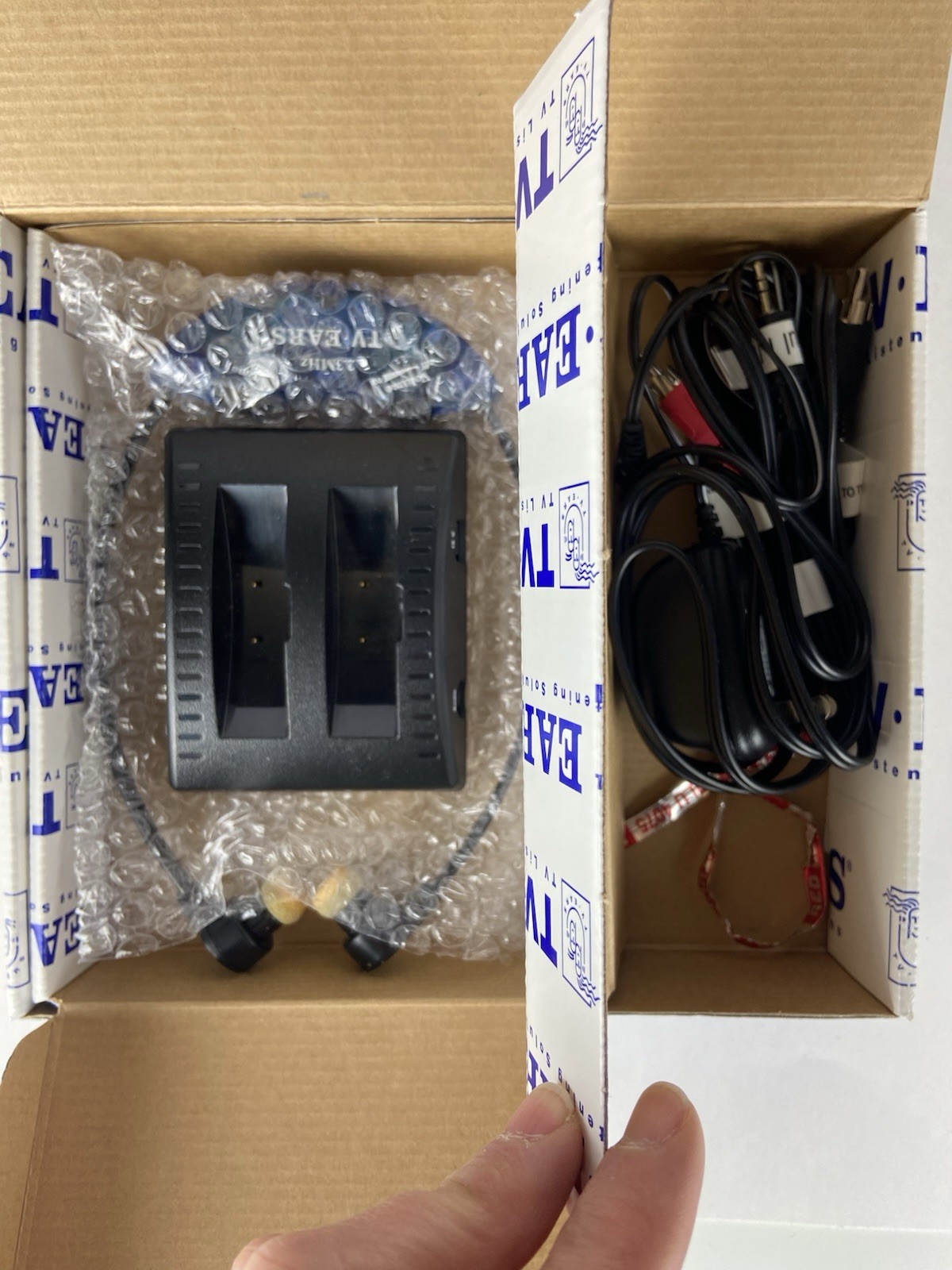 TV Ears Digital Wireless Headphones, Charging Base, Manuals, Cables, Headset