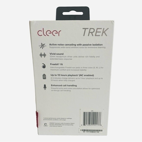 Cleer Trek Active Noise Canceling In-Ear Headphones Grey 12mm Driver NIB