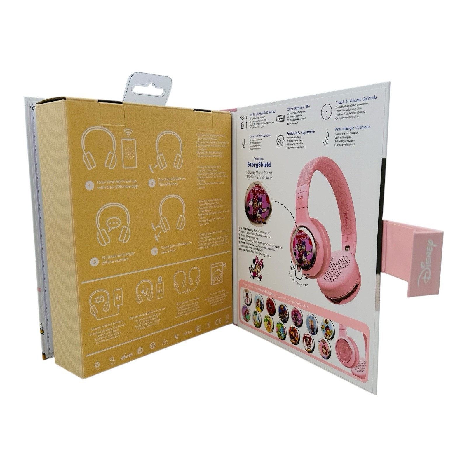 Disney Story Phones Storytelling Headphones for Kids w/ 1 Story Shield Pink