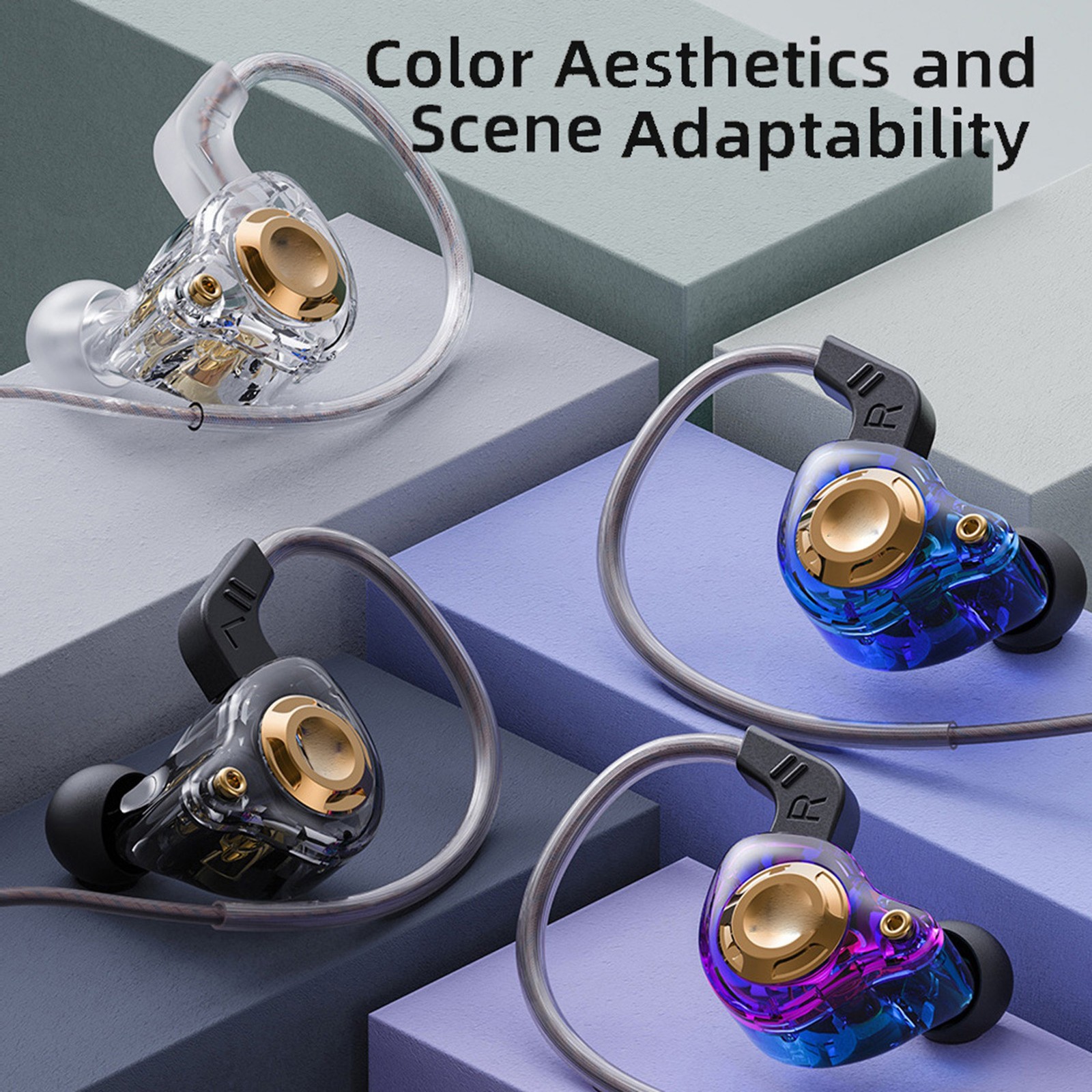 Wired Gaming Earbuds With Mic HiFi Deep Bass 3.5mm Wired IEM Gaming Headpho HCTQ
