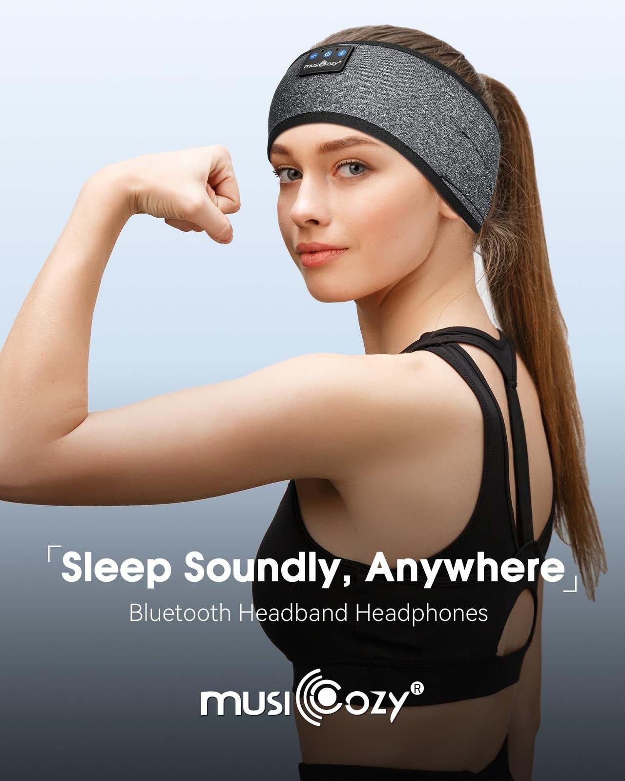 MUSICOZY Bluetooth 5.4 Sleep Headphones Sports Headband One Size, Star Grey