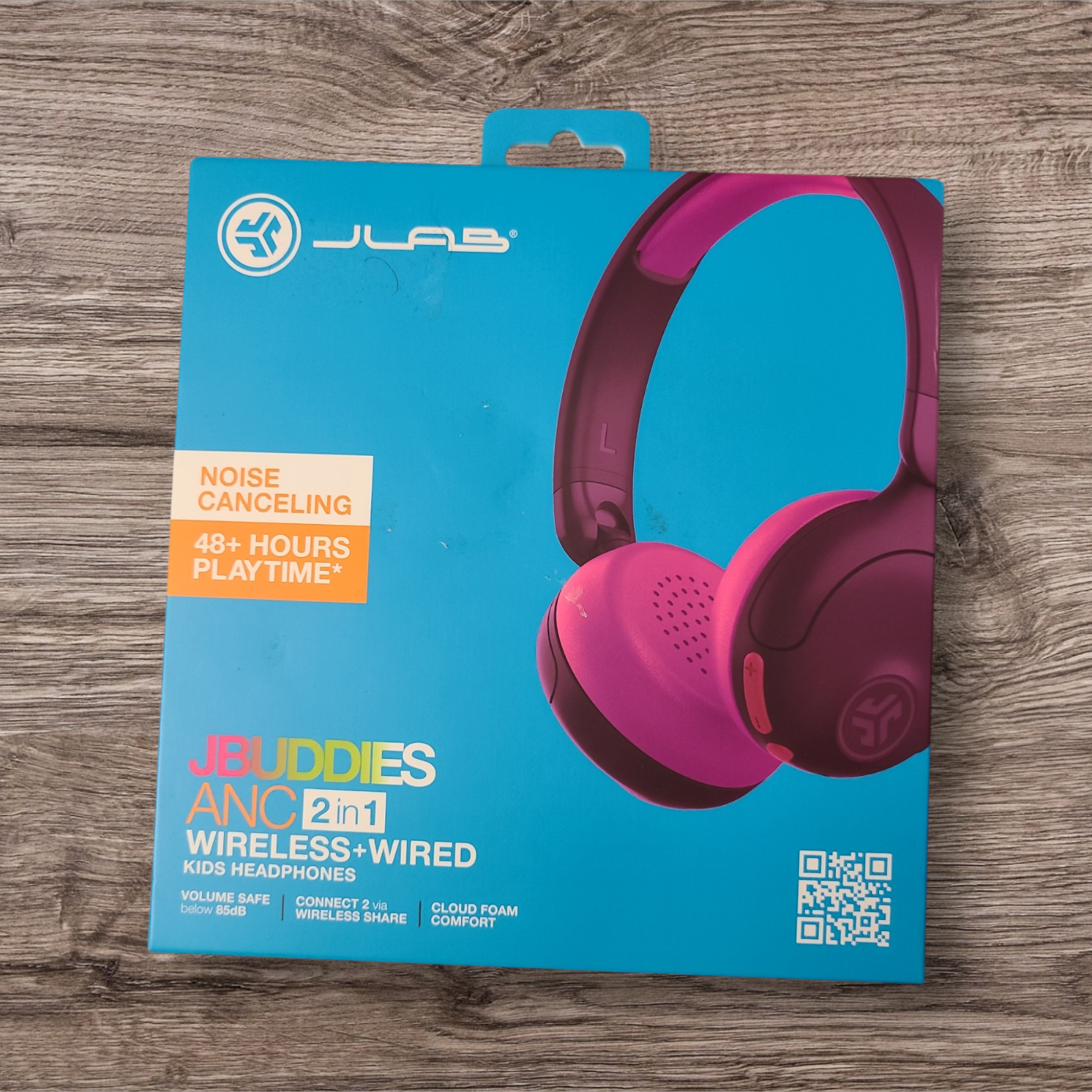 JLab JBuddies Bluetooth Wireless ANC Kids’ Headphones – Purple/Pink: Over-Ear