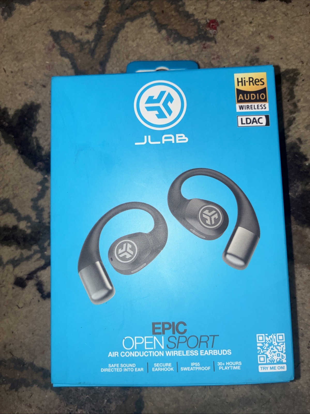 JLab – Epic Open Sport Air Conduction Wireless Earbuds – Black Ip55,30 Hour Play
