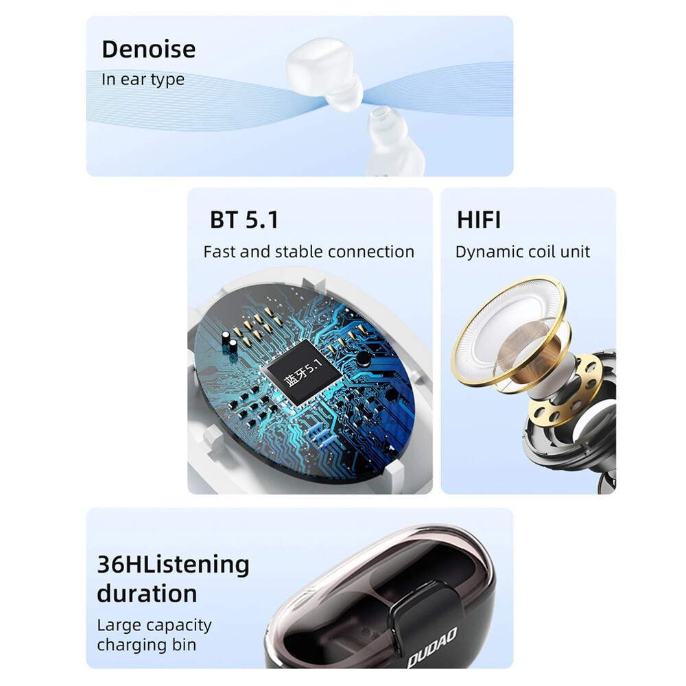 DUDAO Invisible TWS Earbuds 5.1 Micro Bluetooth Earbuds Mini Wireless Earphones
