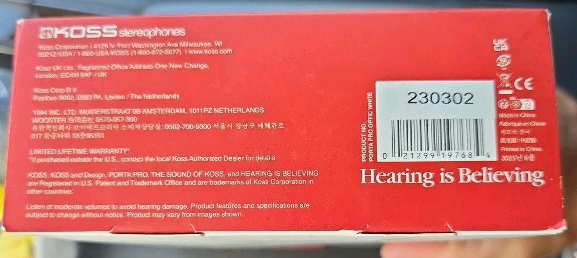 Supreme x Koss PortaPro Headphones WHITE FW23 NEW DS 3.5mm On-Ear