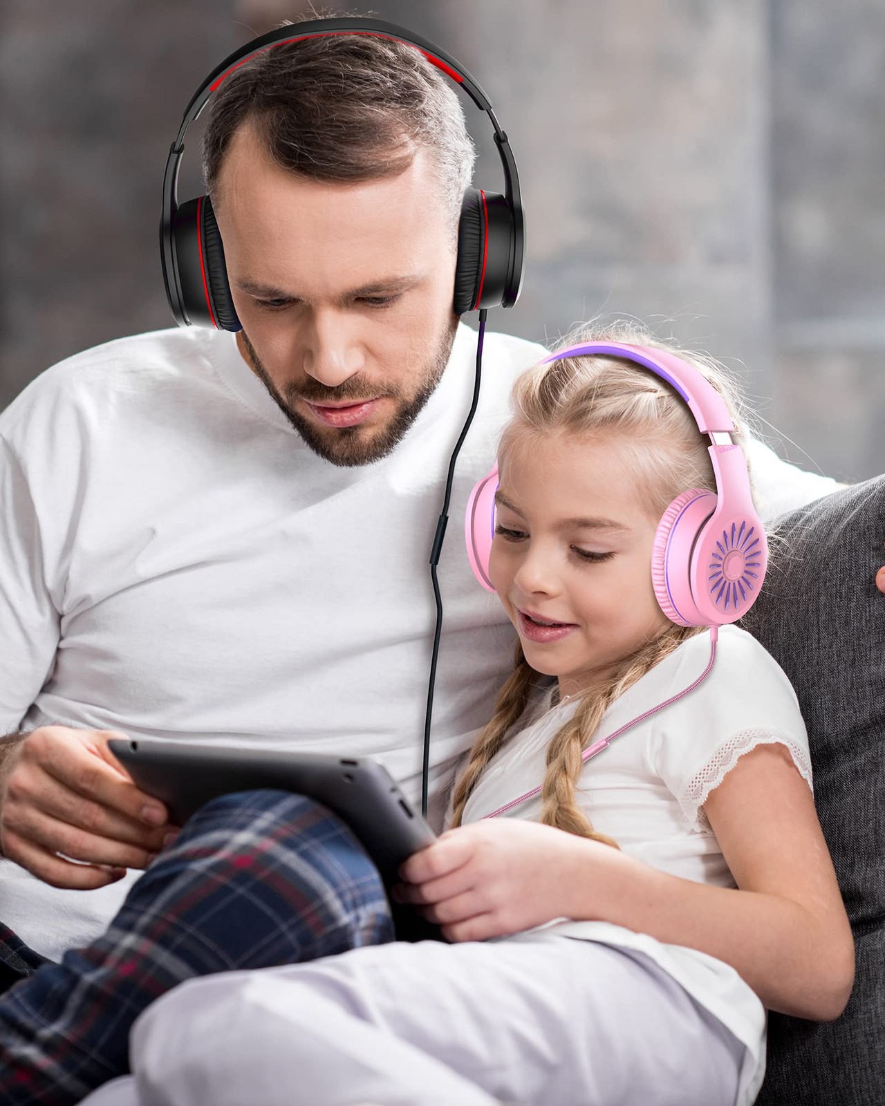 i45 Headphones Wired, On-Ear Headphones for Teens, Red