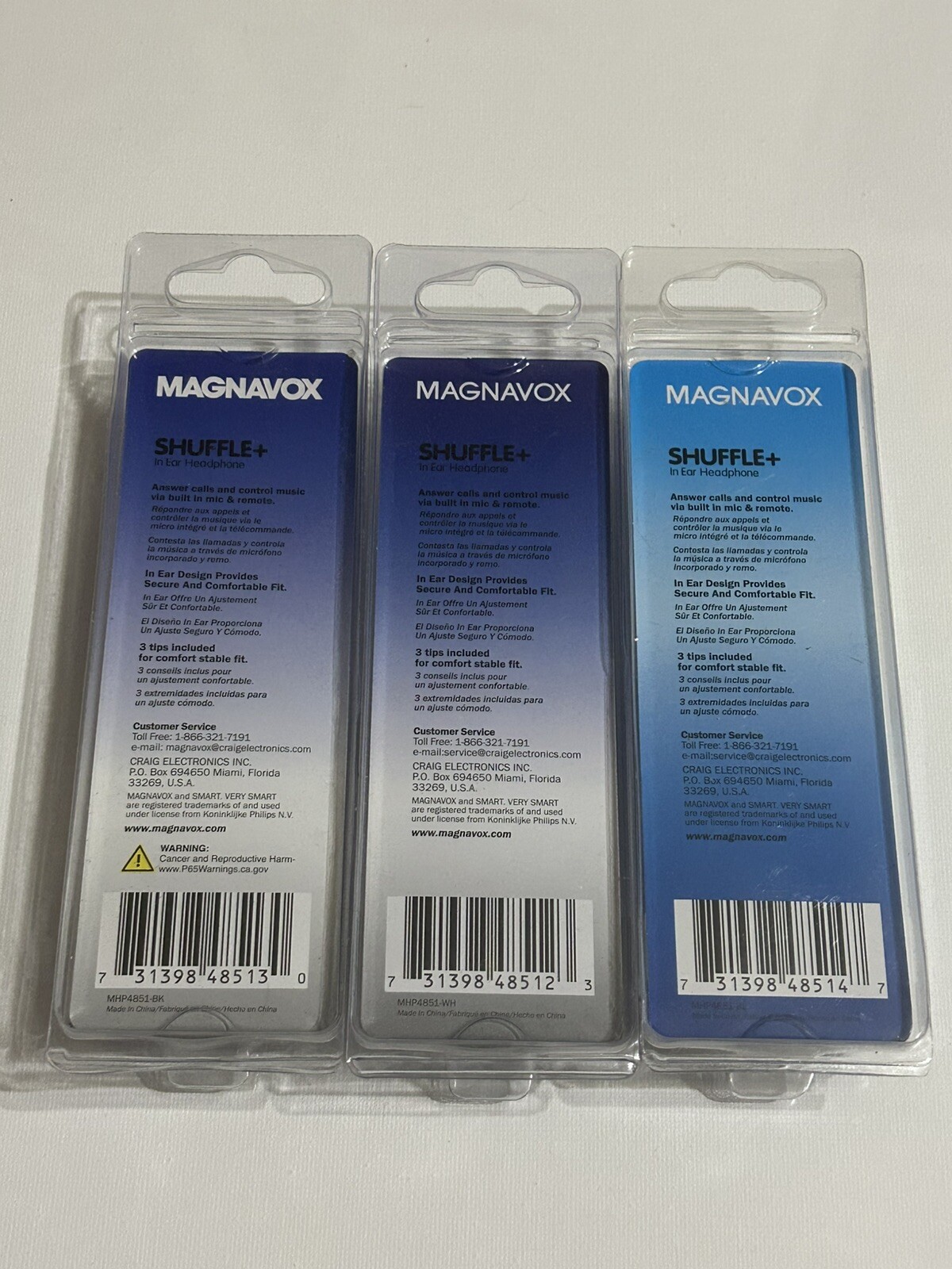 (3) Magnavox Earbuds Shuffle In Ear Headphone Clear Bass Earphones New