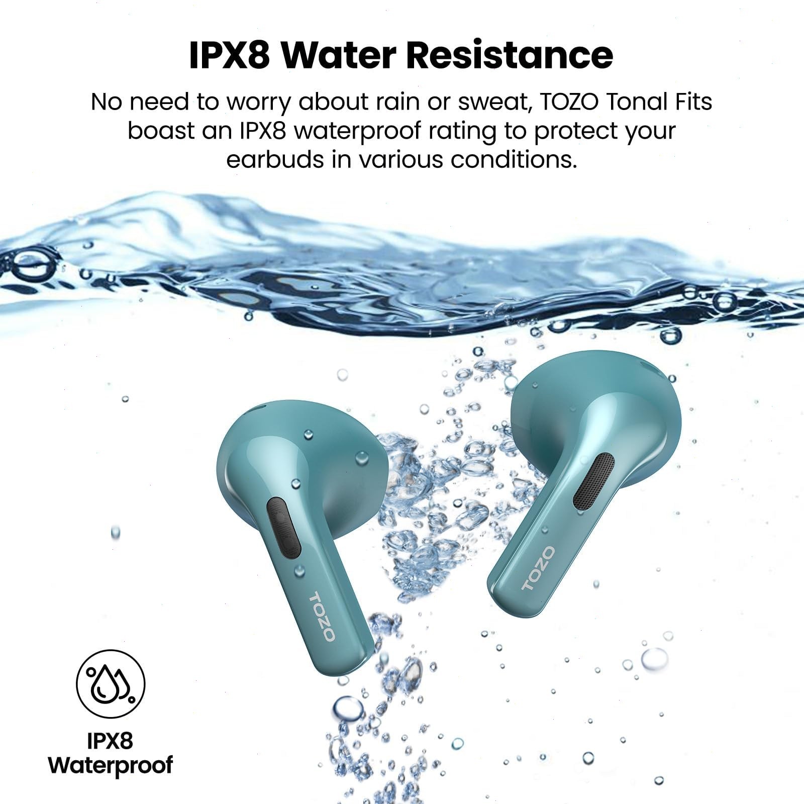 TOZO T21 Bluetooth 5.3 Wireless Earbuds Call Noise Cancelling Earphones, Green